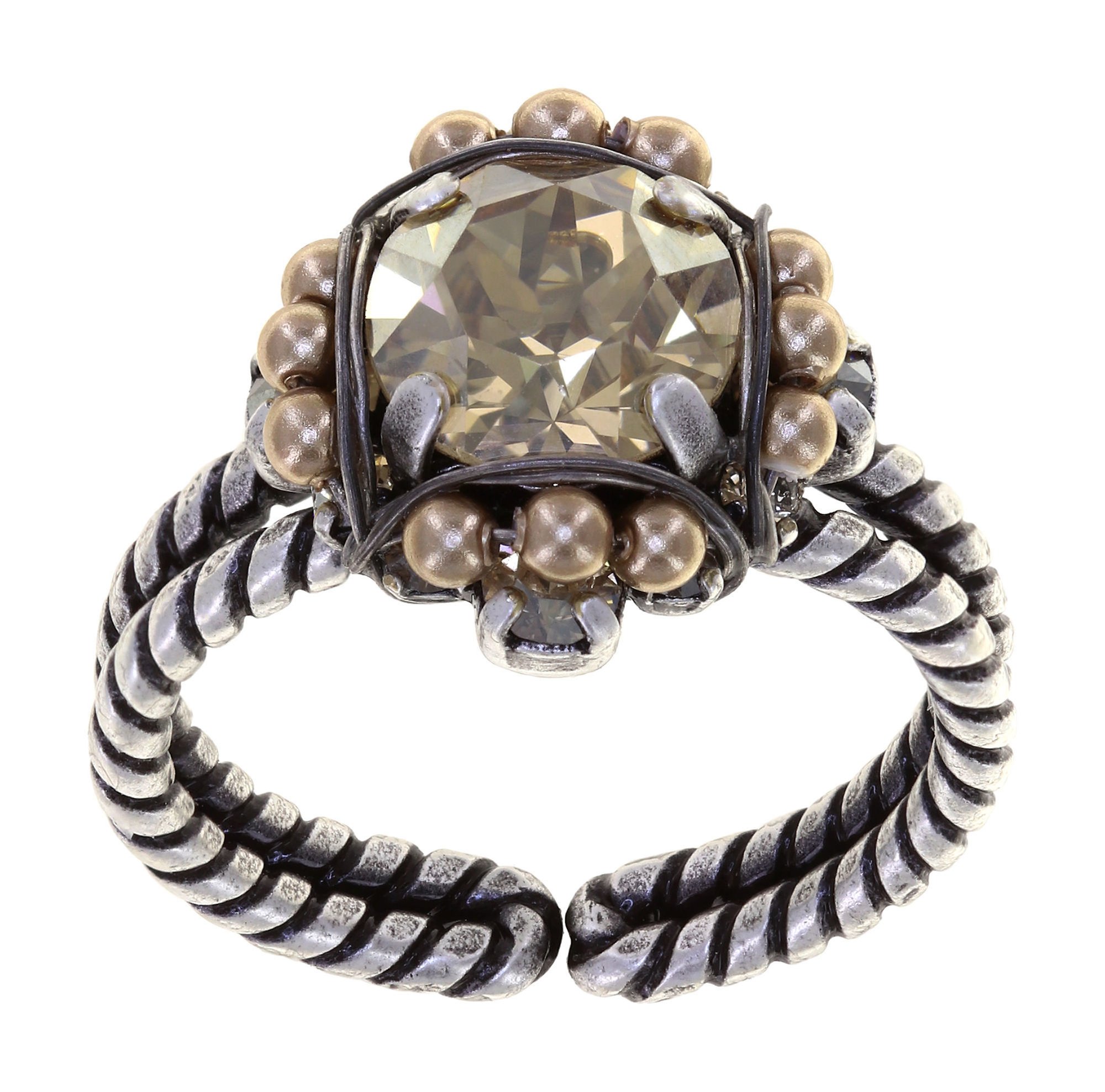 Bild für Ring Pearl Shadow Beige Kristall goldener Schatten 