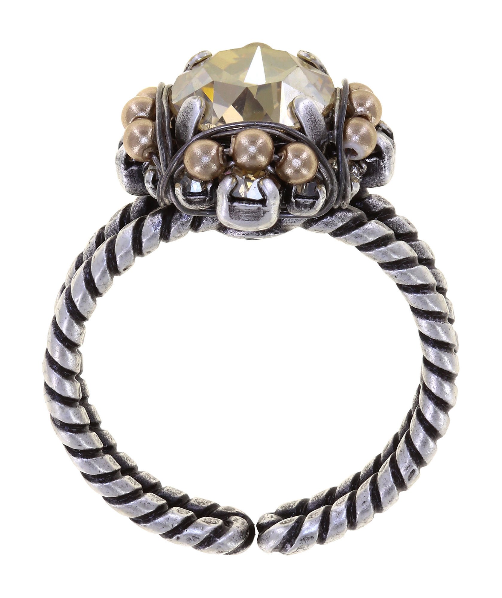 Bild für Ring Pearl Shadow Beige Kristall goldener Schatten 