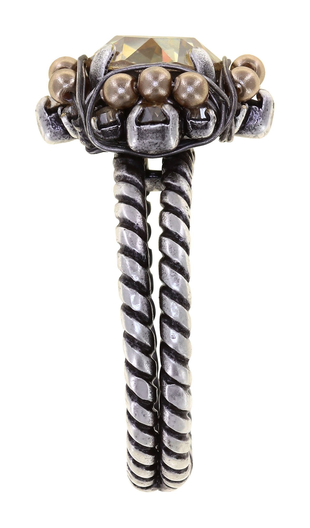 image pour Anneau Pearl Shadow Beige crystal golden shadow 