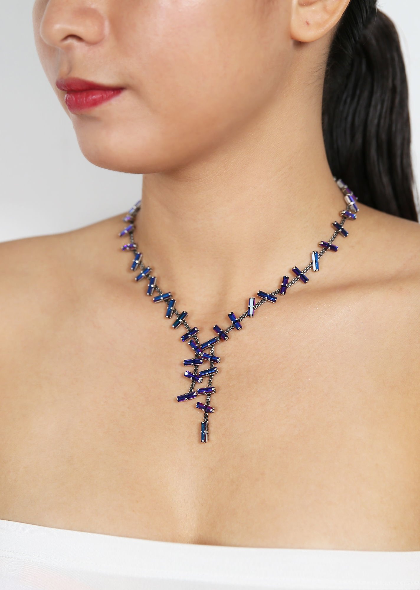 image for Necklace Jumping Baguette Fire Violet pink/lila 