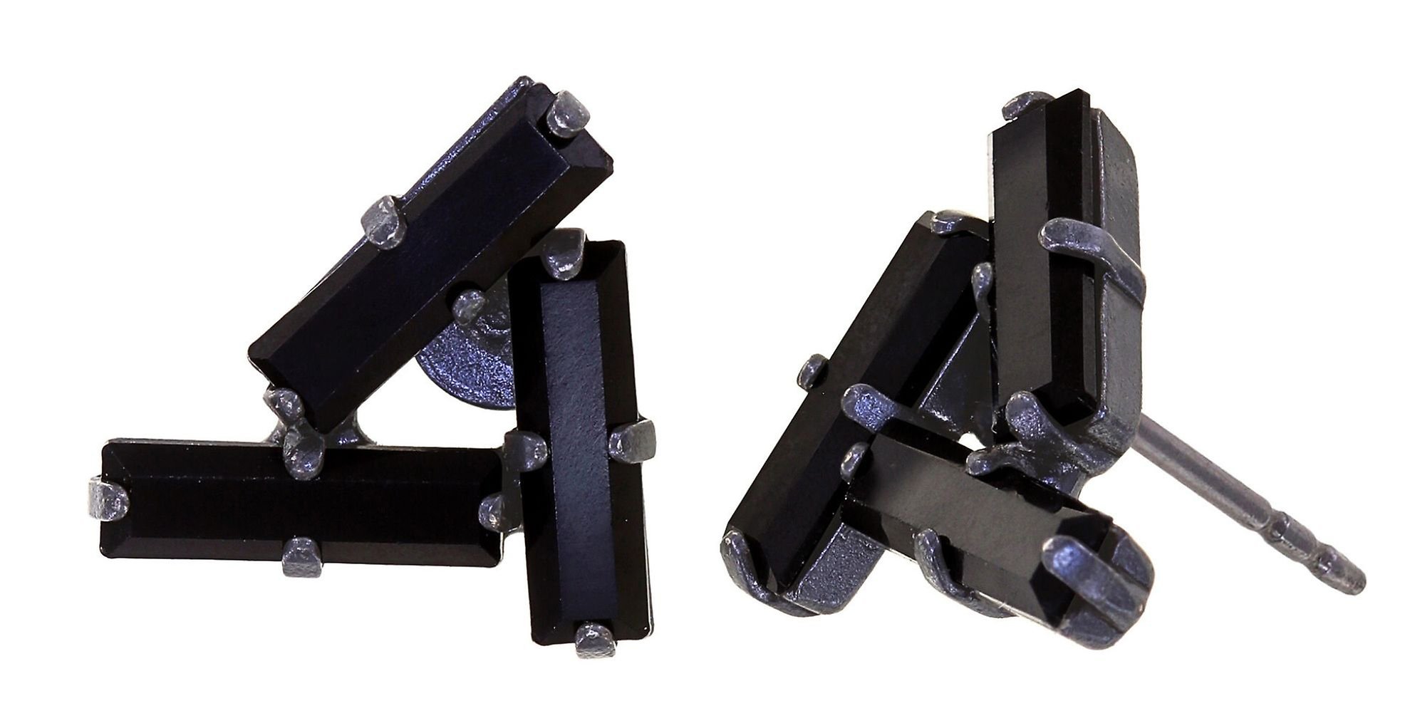 image for Earring Stud Jumping Baguette Deepest Black Black 