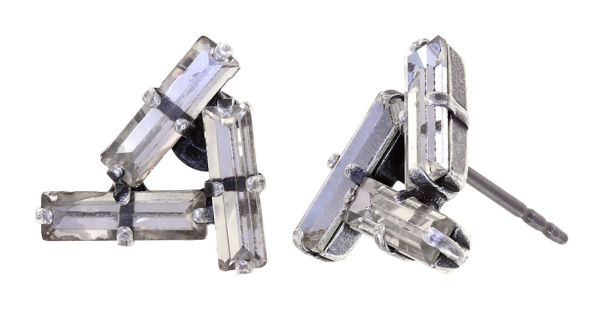 image for Earring Stud Jumping Baguette Crystal White white 