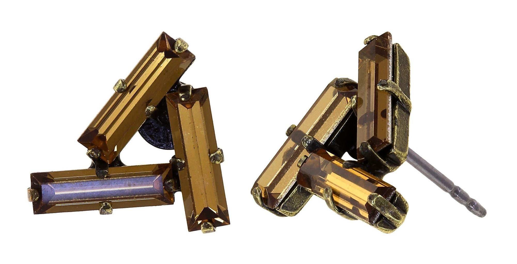 Bild für Ohrstecker Jumping Baguette Dunkelstes Gold Braun 