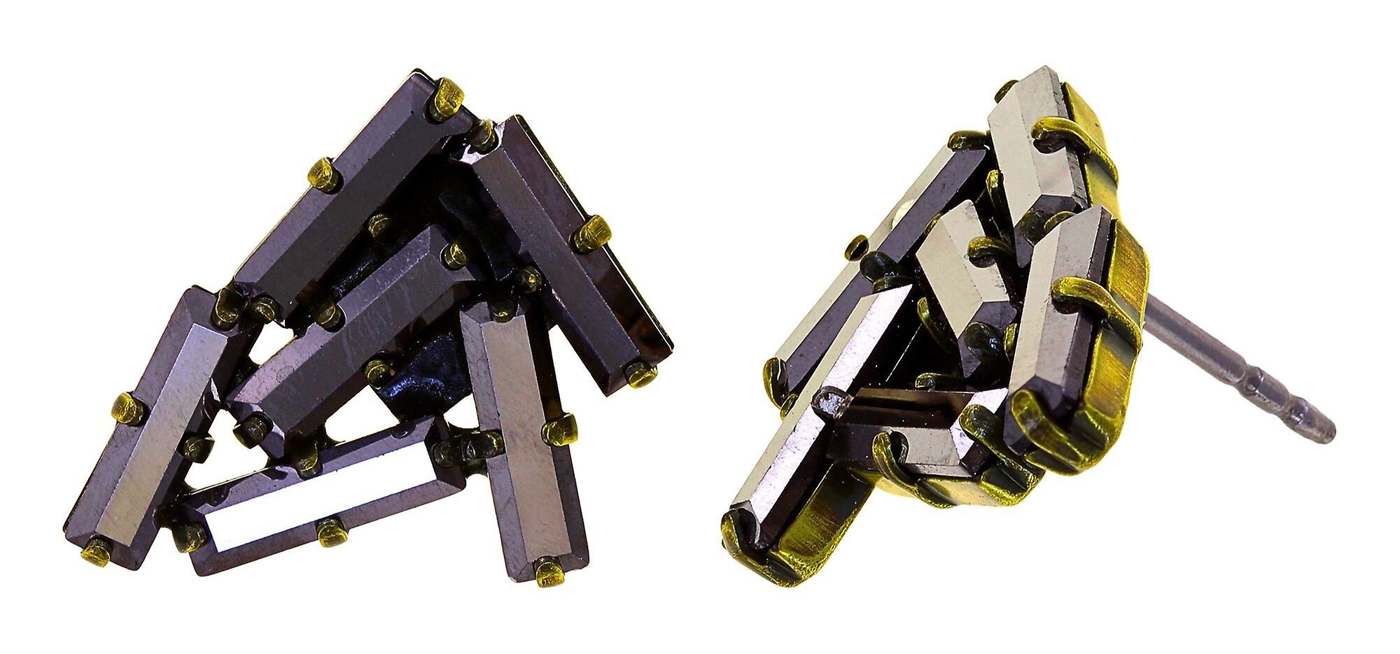 image for Earring Stud Jumping Baguette Shadow Light grey 