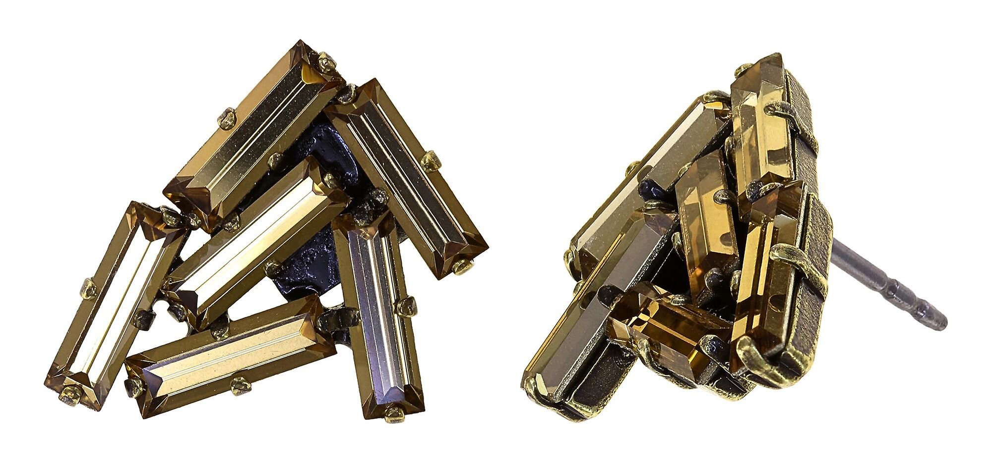 Bild für Ohrstecker Jumping Baguette Dunkelstes Gold Braun 
