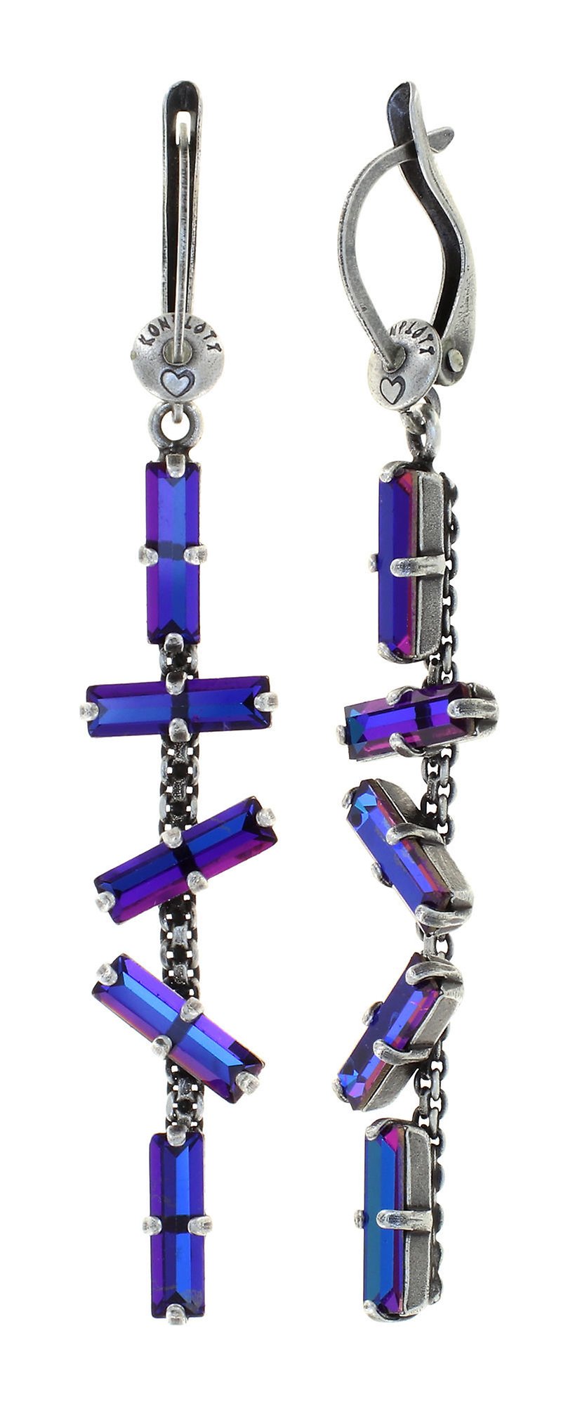 image for Earring Dangling Jumping Baguette Fire Violet pink/lila 