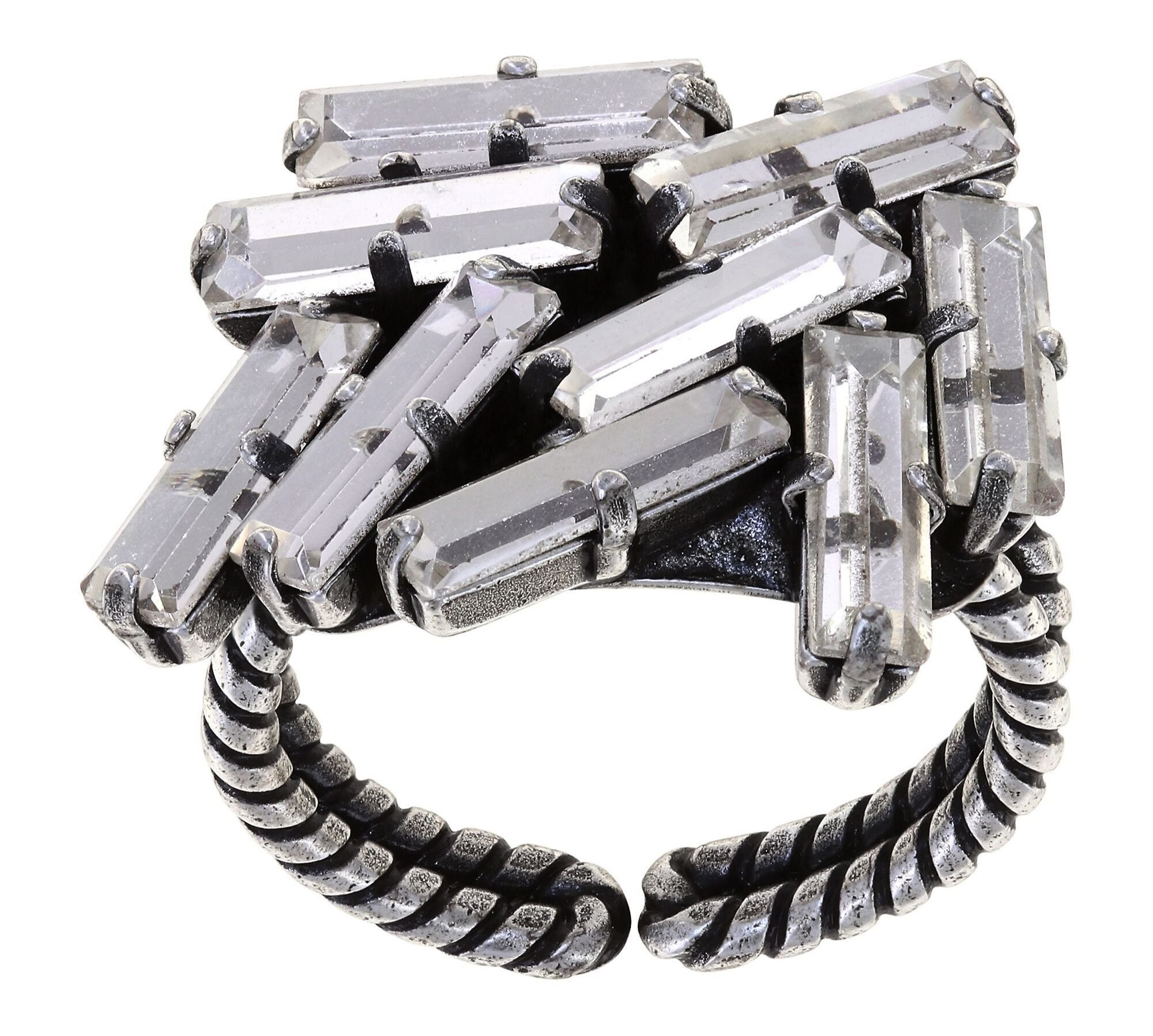 image for Ring Jumping Baguette Crystal White white 