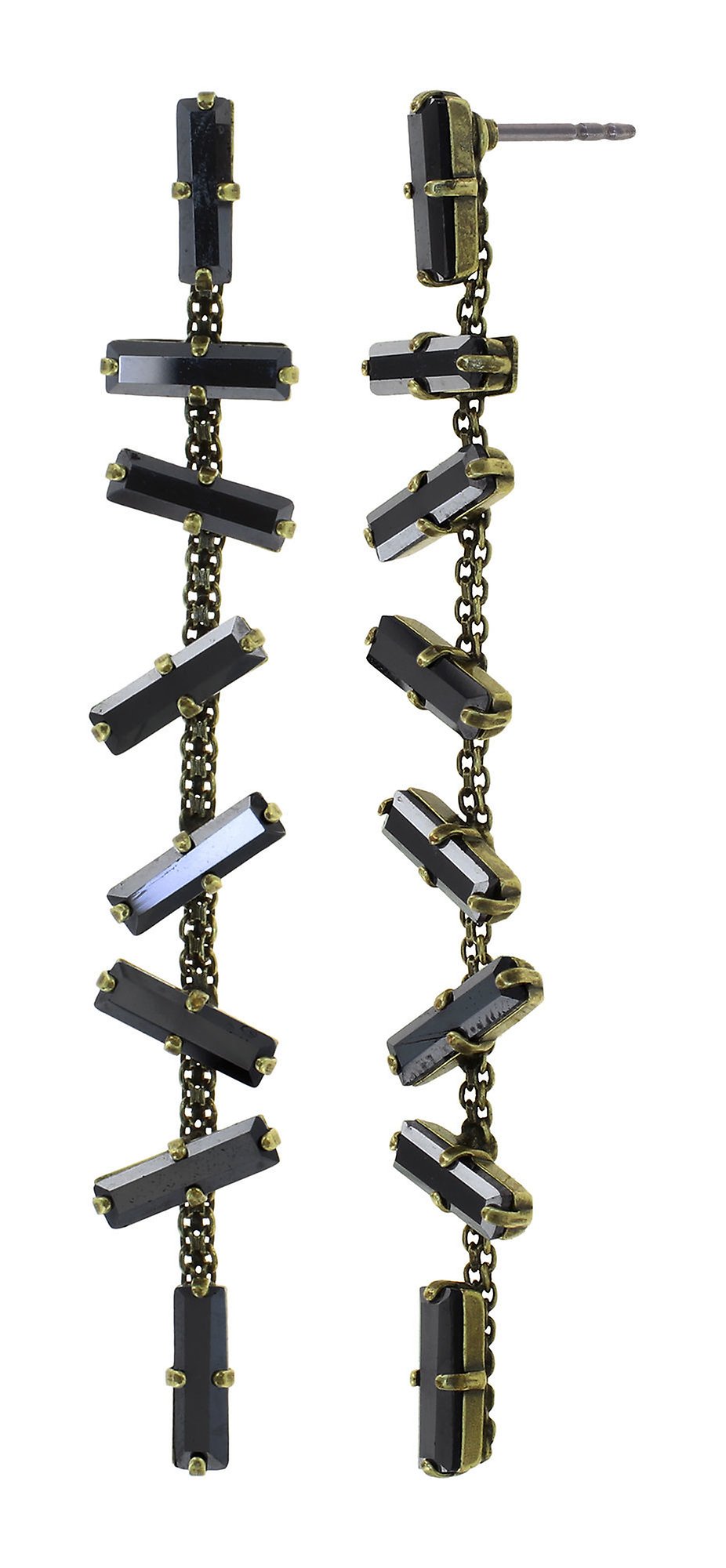 image for Earring Stud Dangling Jumping Baguette Shadow Light grey 