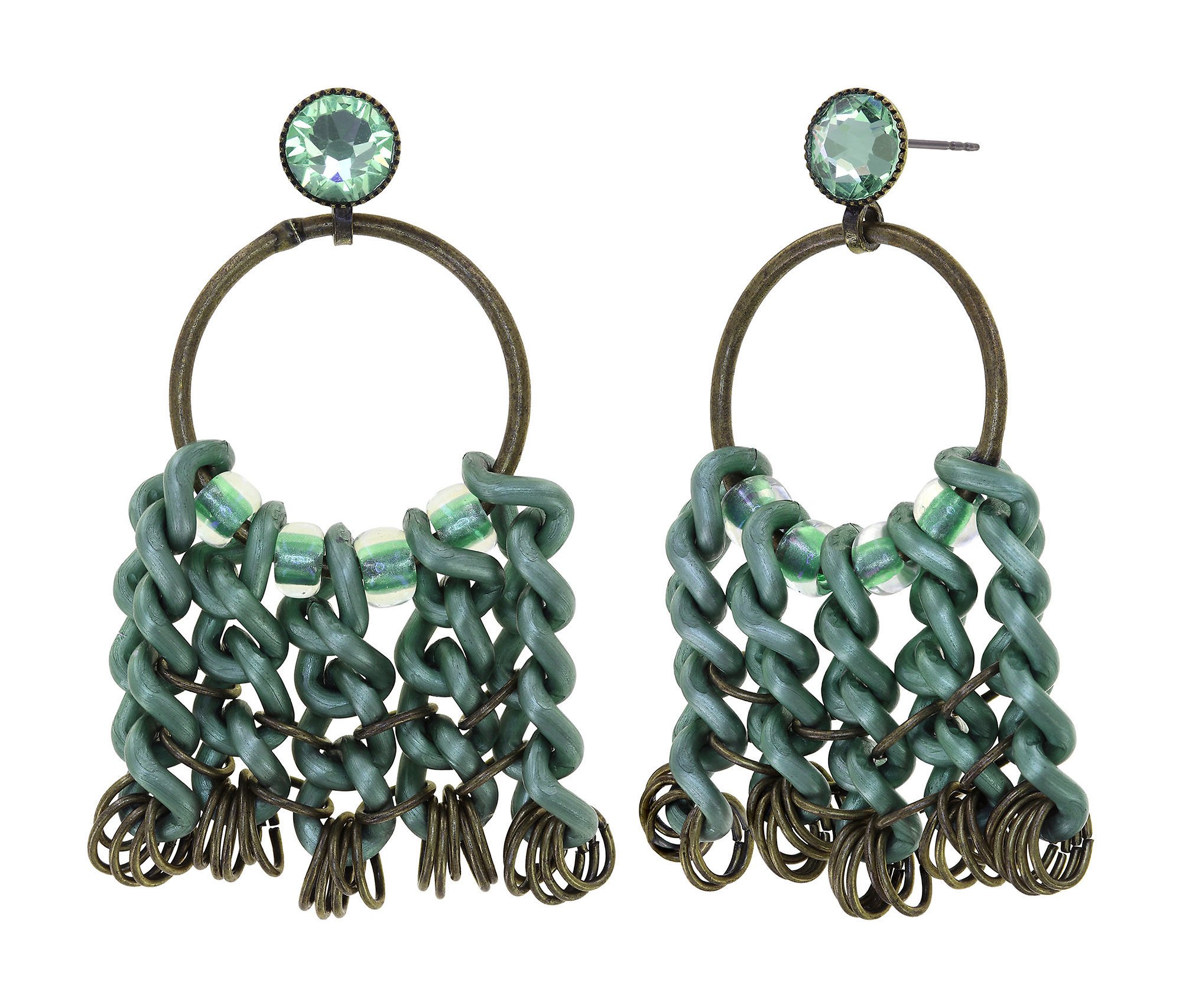image for Earring Stud Dangling Unchained Green  