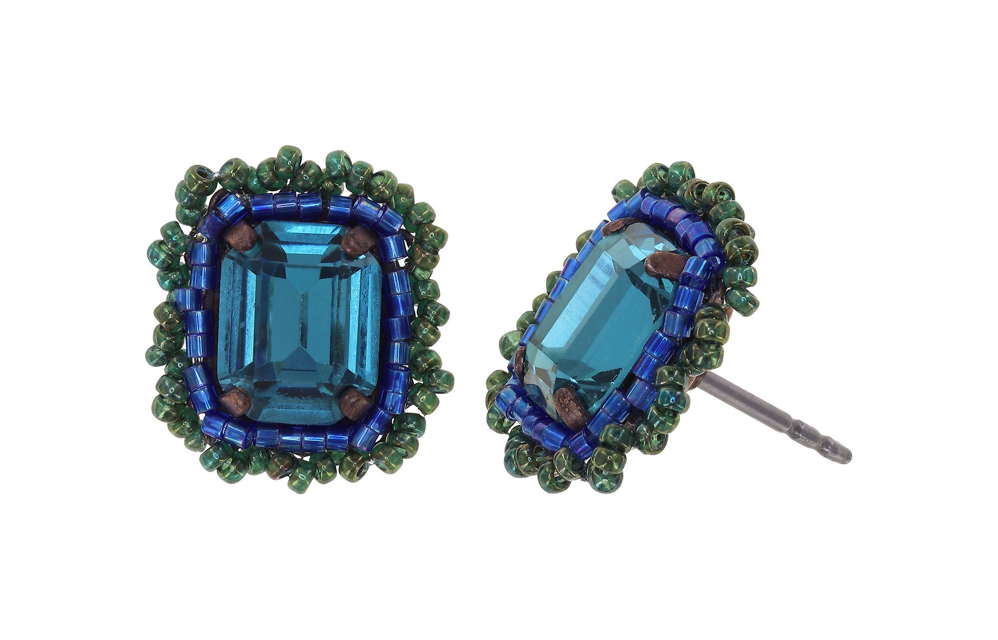 Bild für Ohrstecker African Glam Dunkles Aquamarin Blau size XS