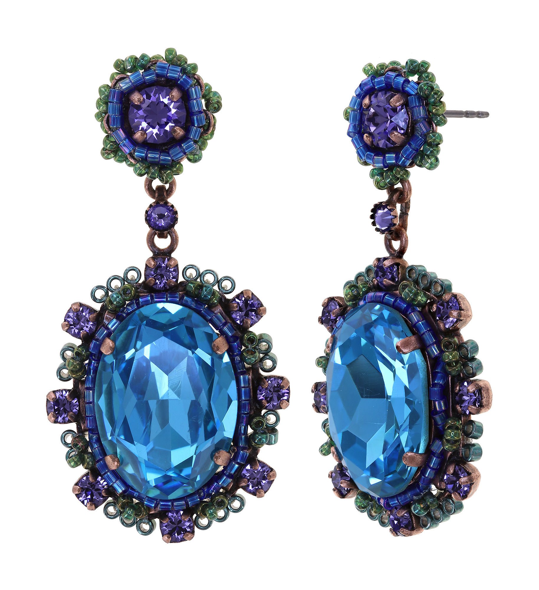 Bild für Ohrstecker baumelnd African Glam Dunkles Aquamarin Blau Größe L