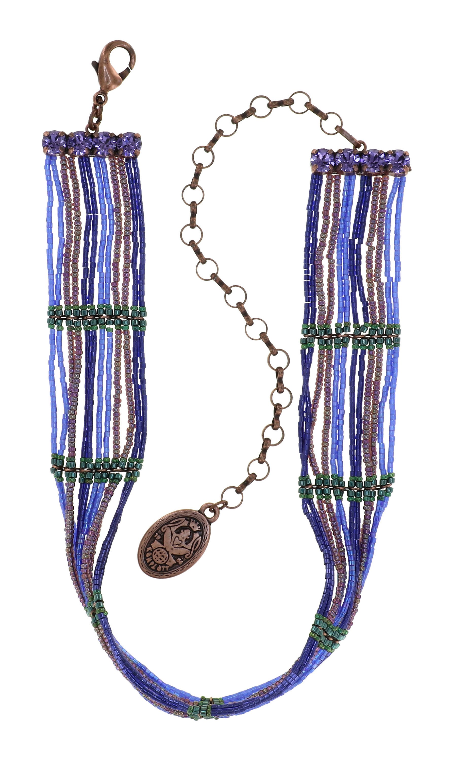 image for Necklace choker African Glam Dark Aquamarine Blue 