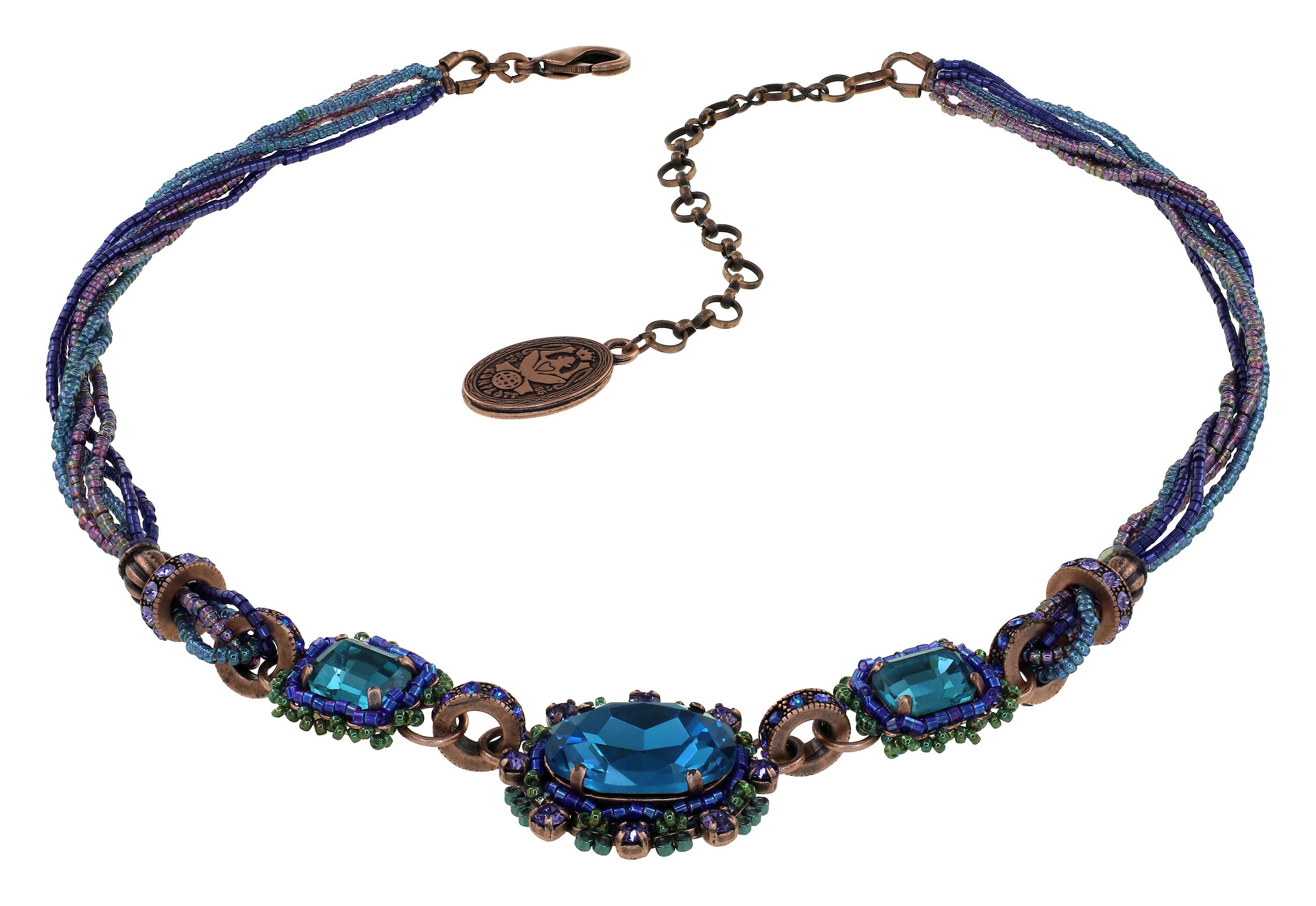 Bild für Halskette African Glam Dunkles Aquamarin Blau Größe L