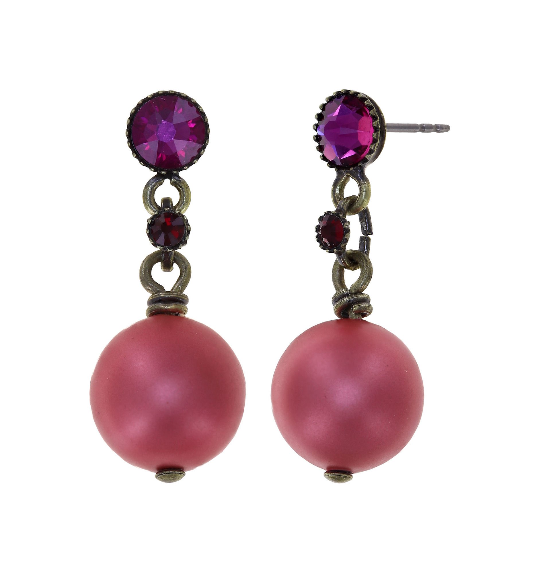 image for Earring Stud Dangling Love Bugs Rubiresque red/pink 