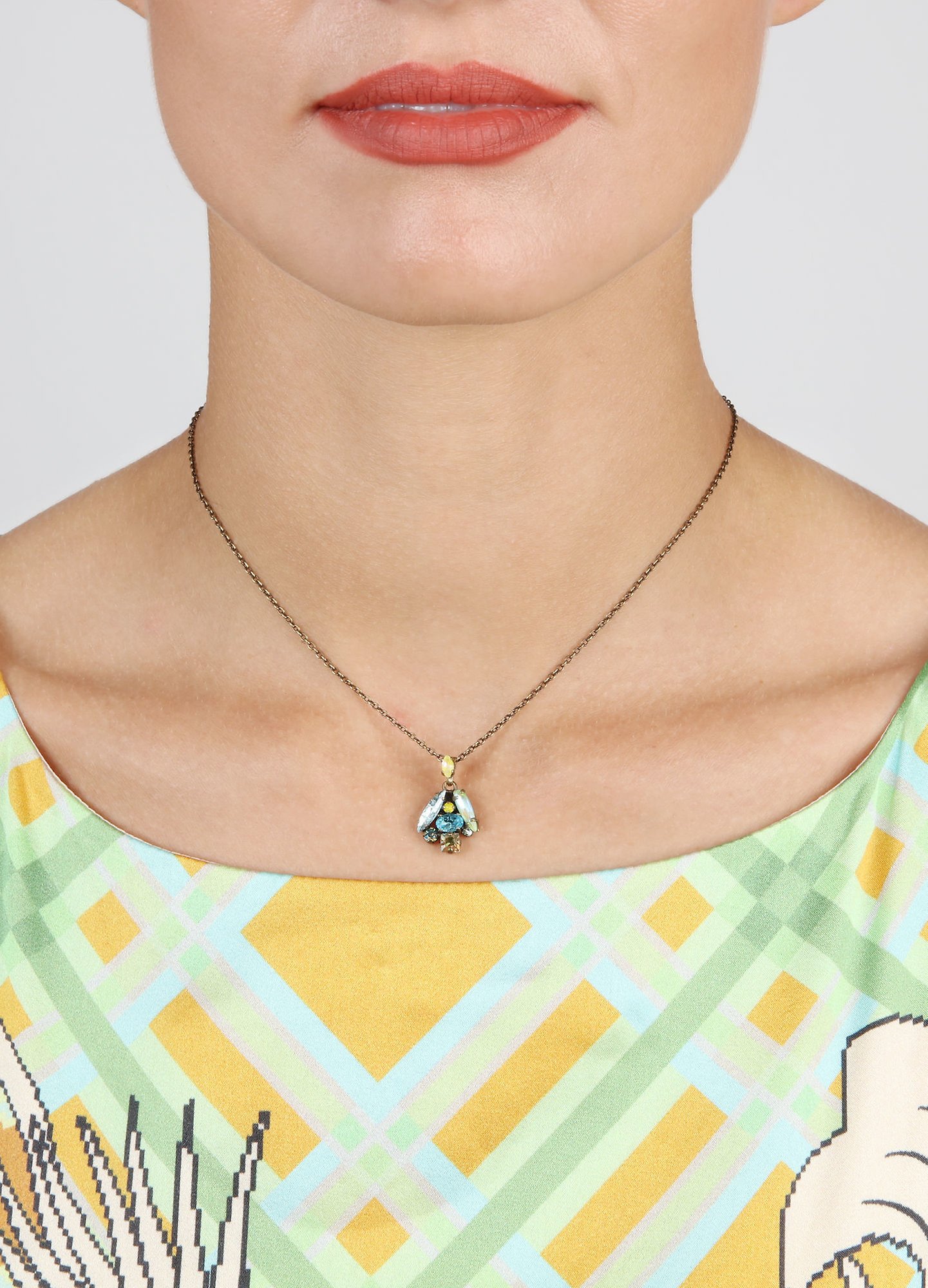 image pour Collier pendant Abegail Verts D'eau blue/yellow 