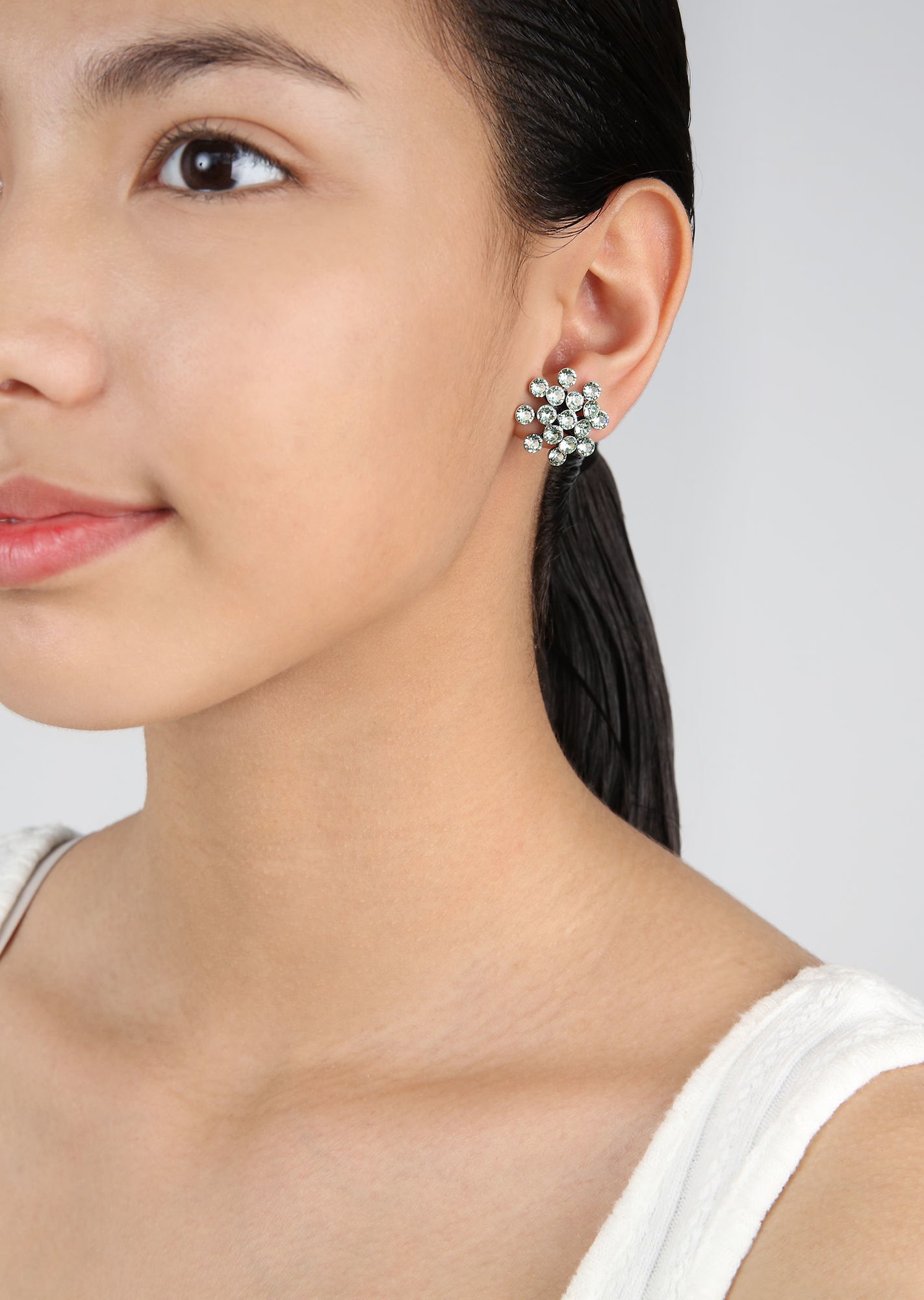 image for Earring Stud Magic Fireball Light Green chrysolite Classic Size (21mm Ø)