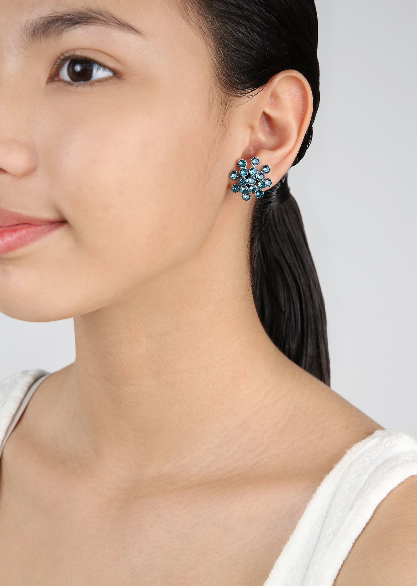 image for Earring Stud Magic Fireball Turquoise indicolite Classic Size (21mm Ø)