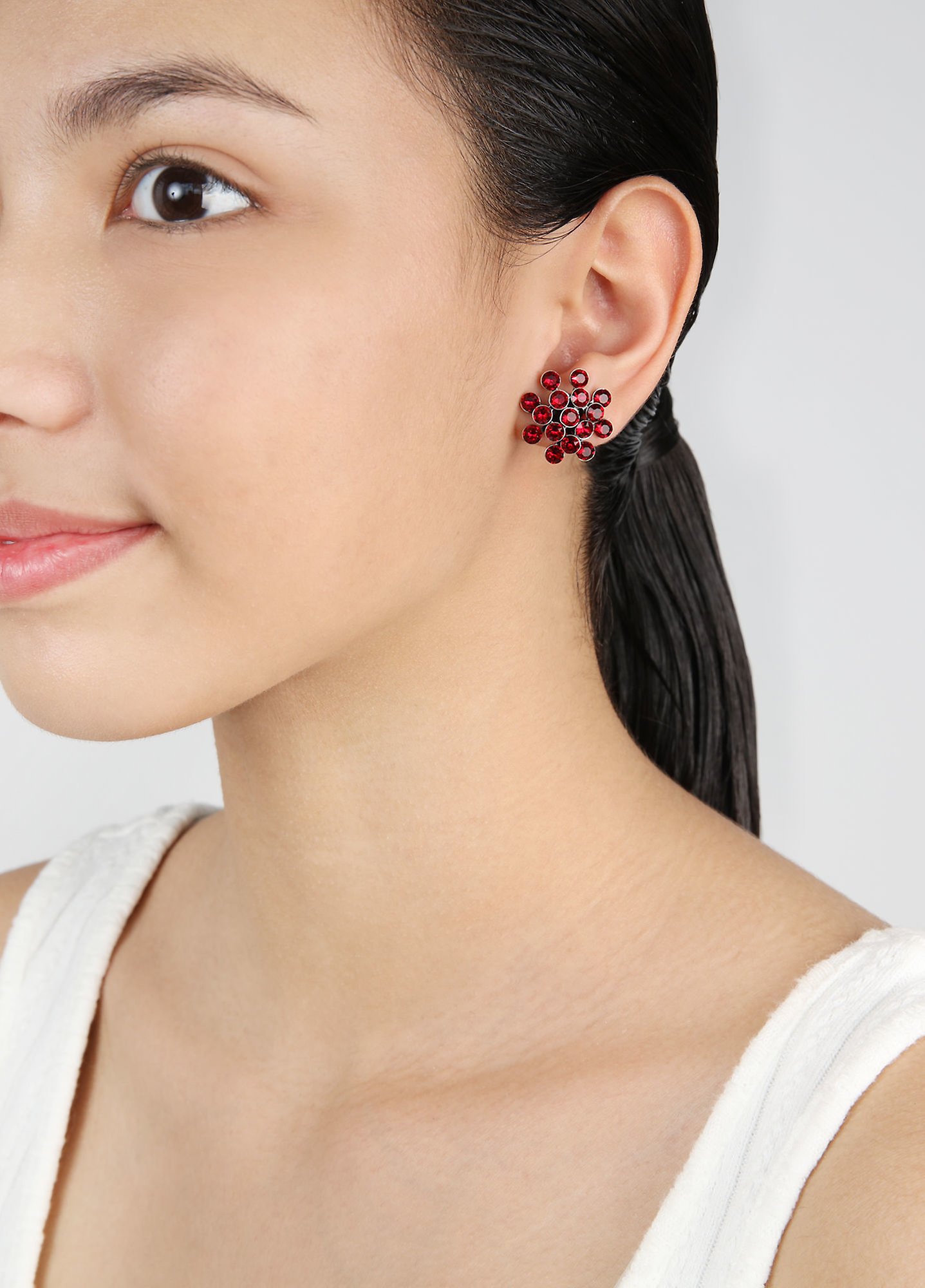 image for Earring Stud Magic Fireball Red siam Classic Size (21mm Ø)