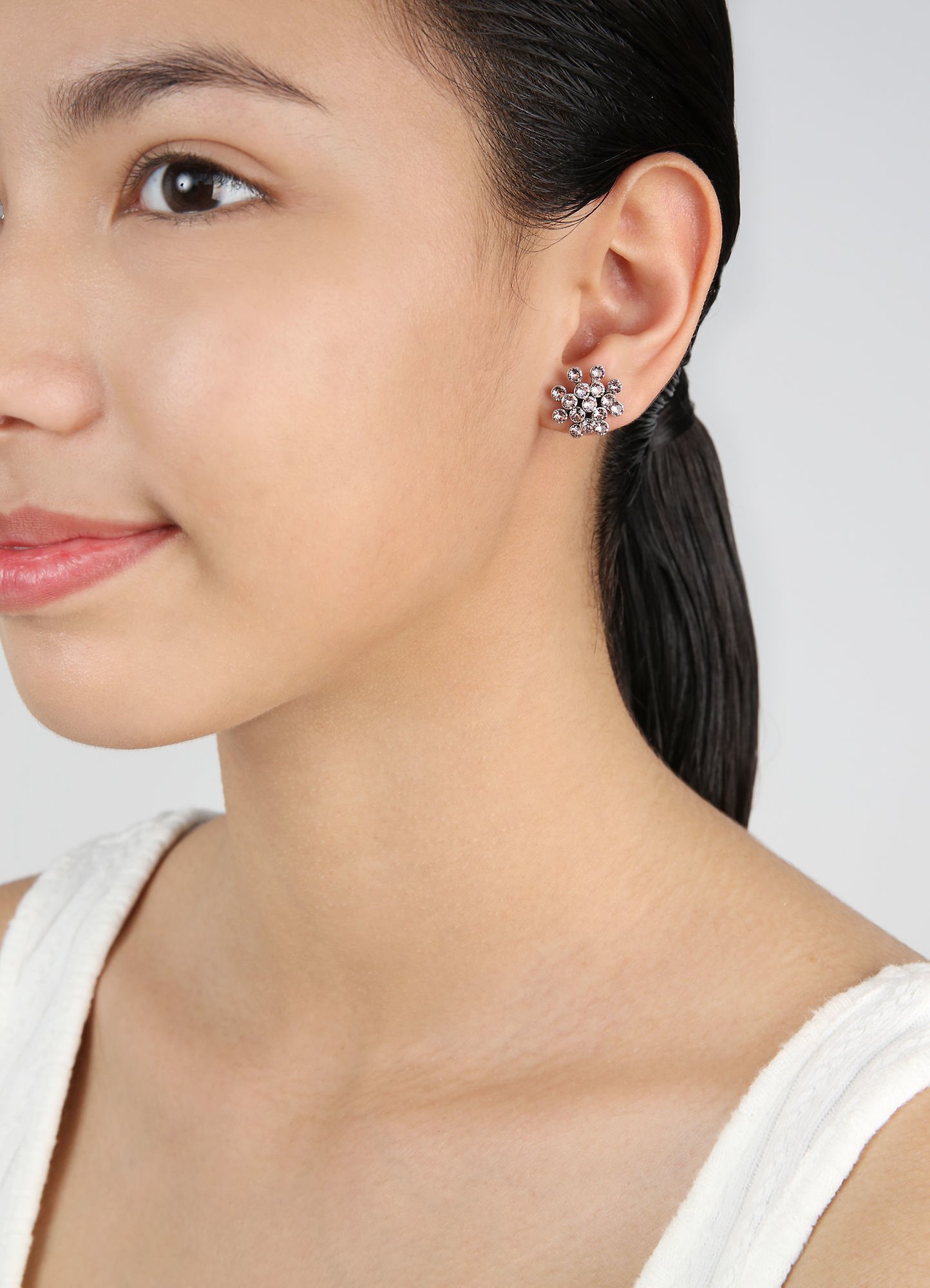 image for Earring Stud Magic Fireball Pink vintage rose mini