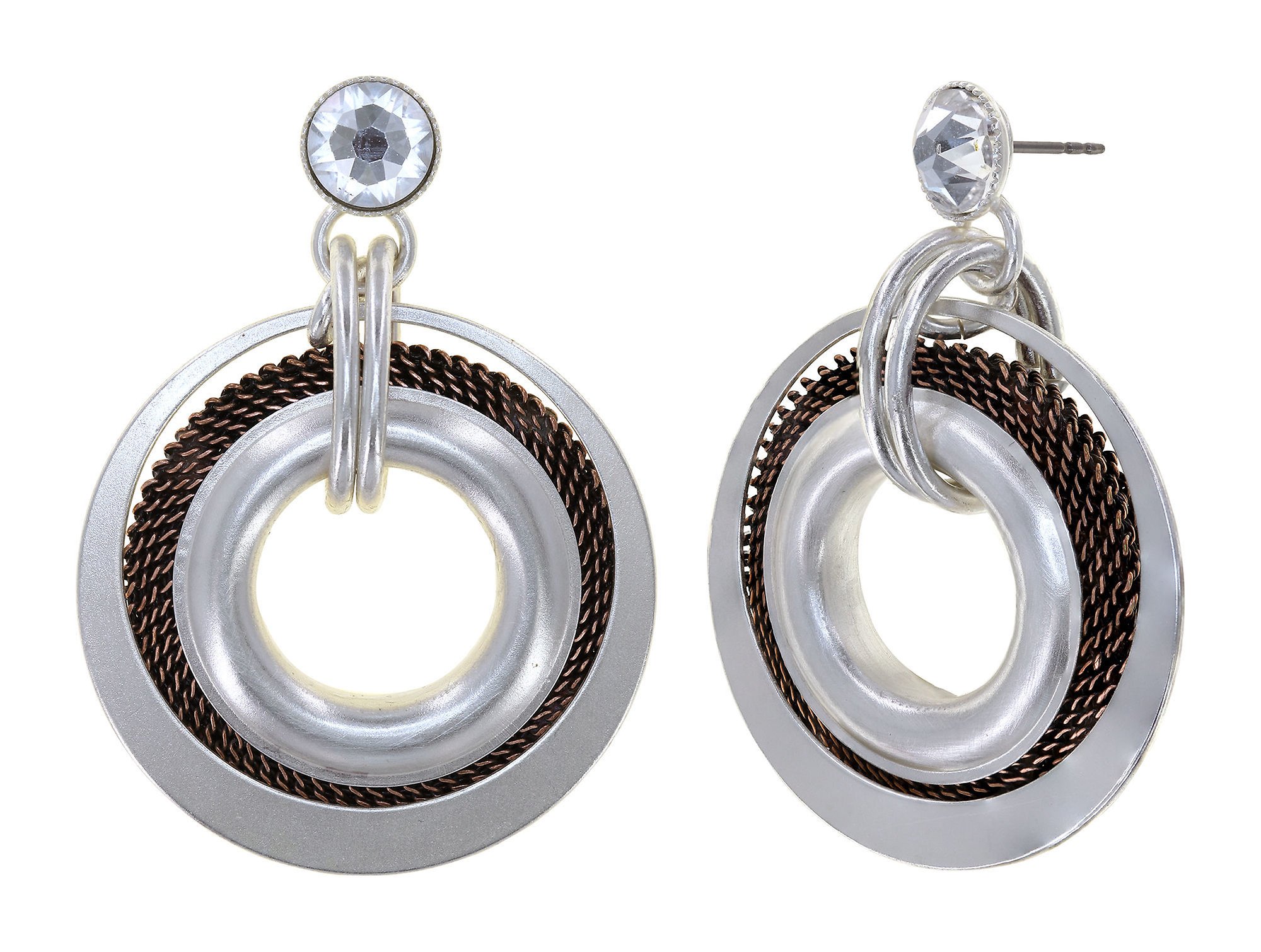 image for Earring stud dangling Rings in Concert Coppered Silver silver/copper 