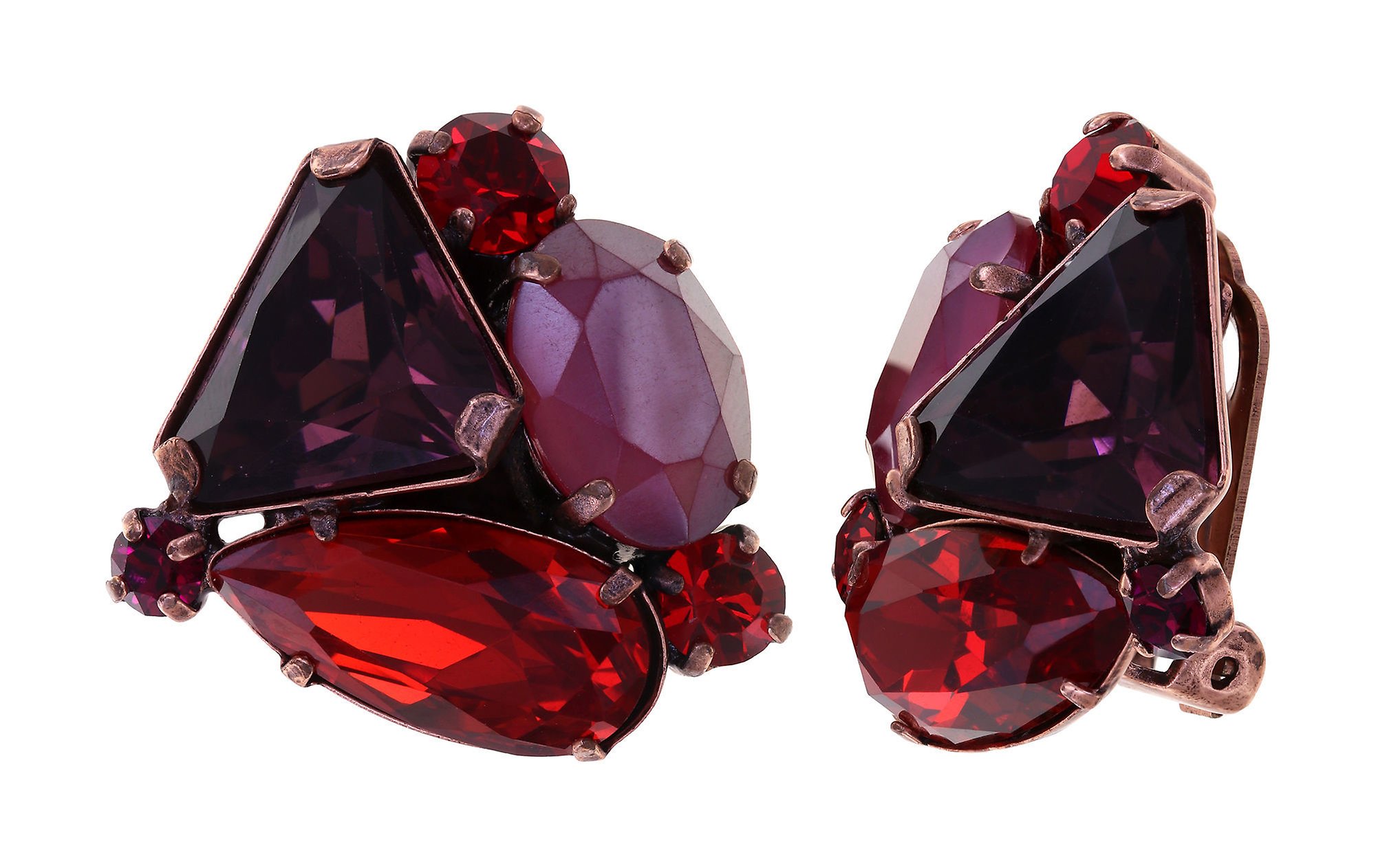 image for Earring clip Gems Riot Passion Red red 