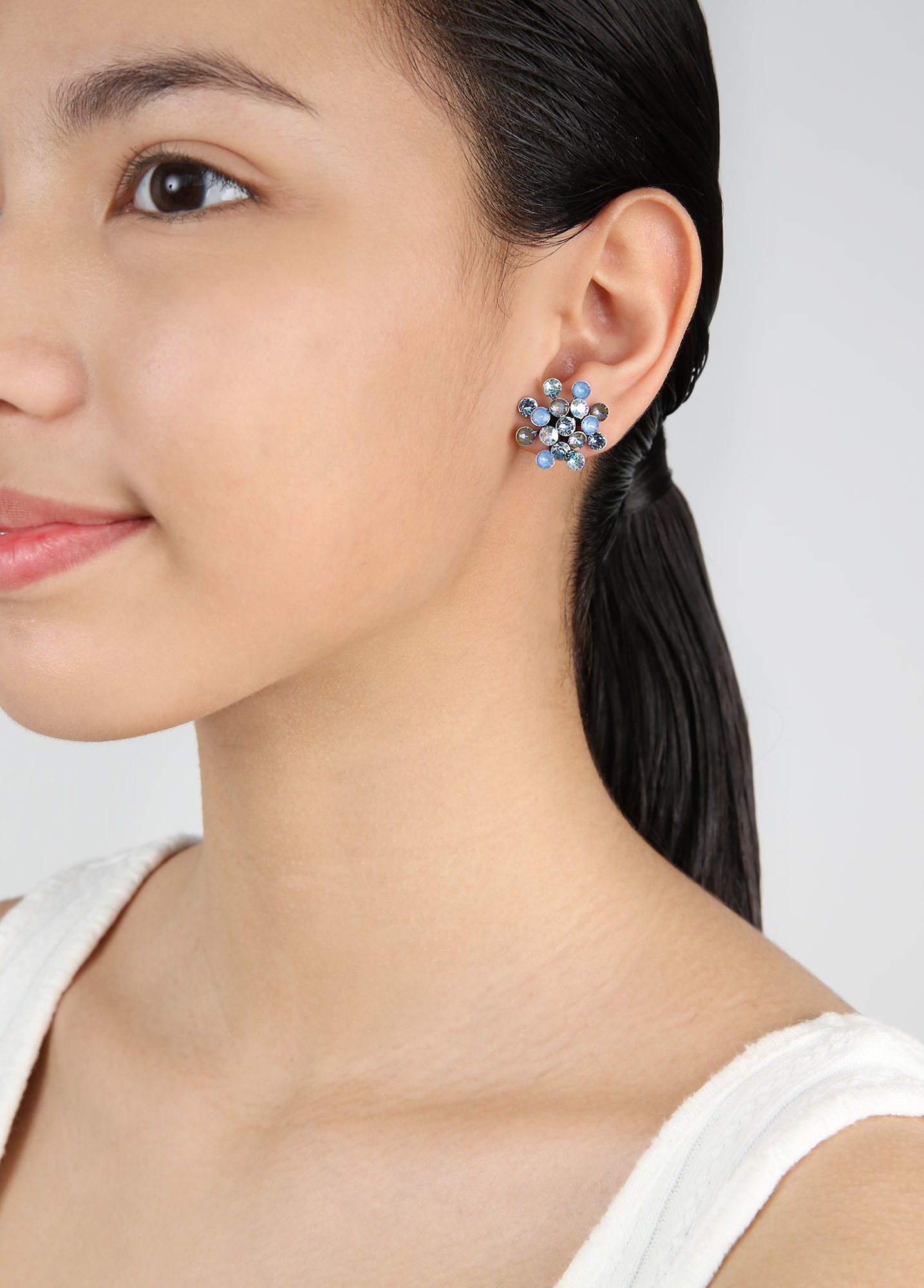 image for Earring Stud Magic Fireball Cloudy Sky Blue Classic Size (21mm Ø)