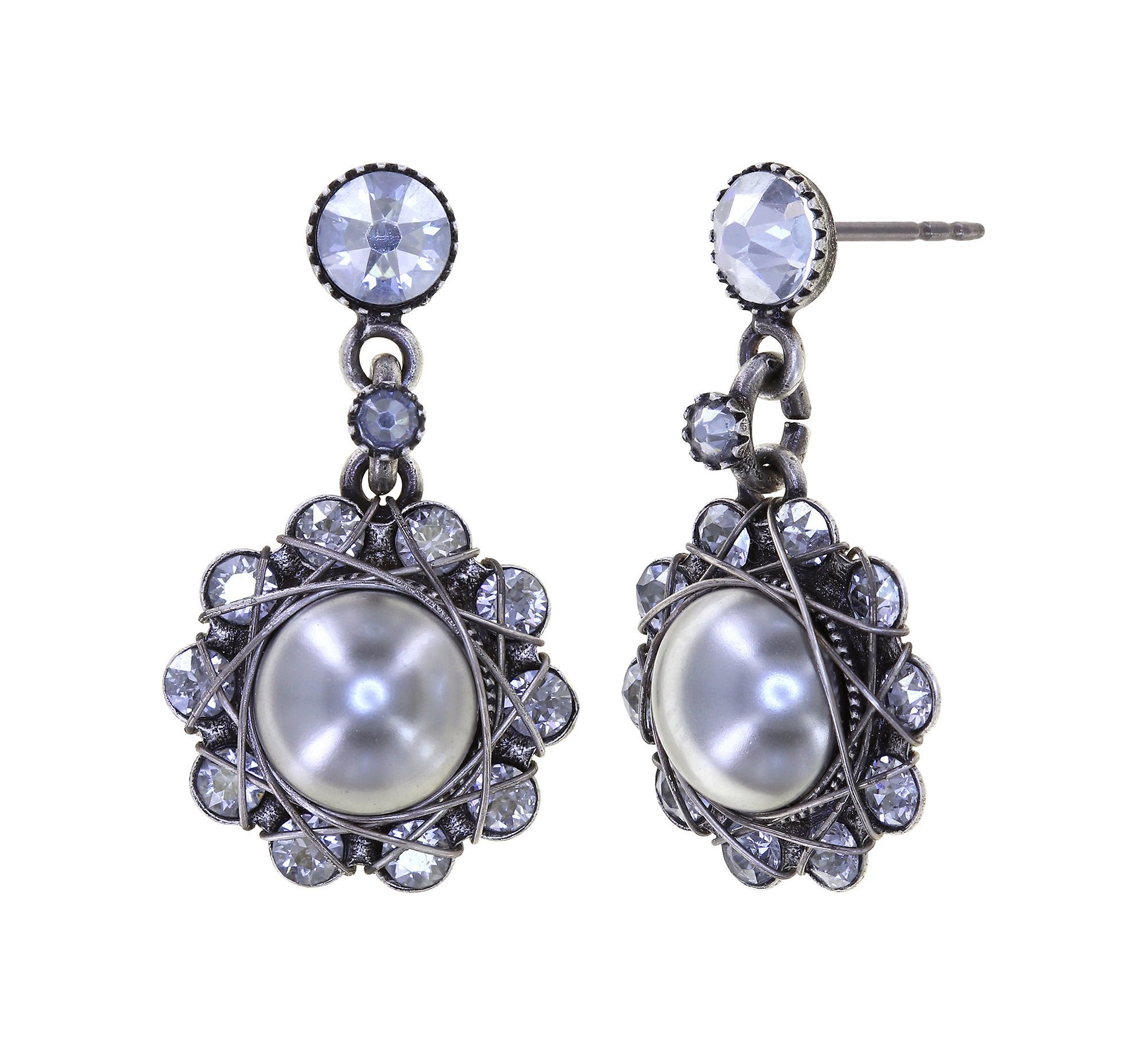 image for Earring Stud Dangling Metal Crash Grey  