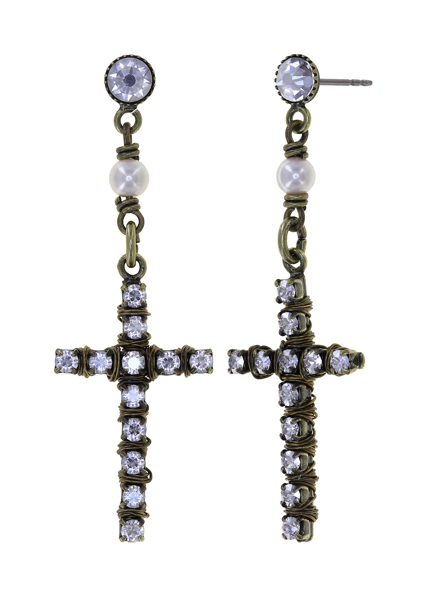 image for Earring Stud Dangling Metal Crash White  