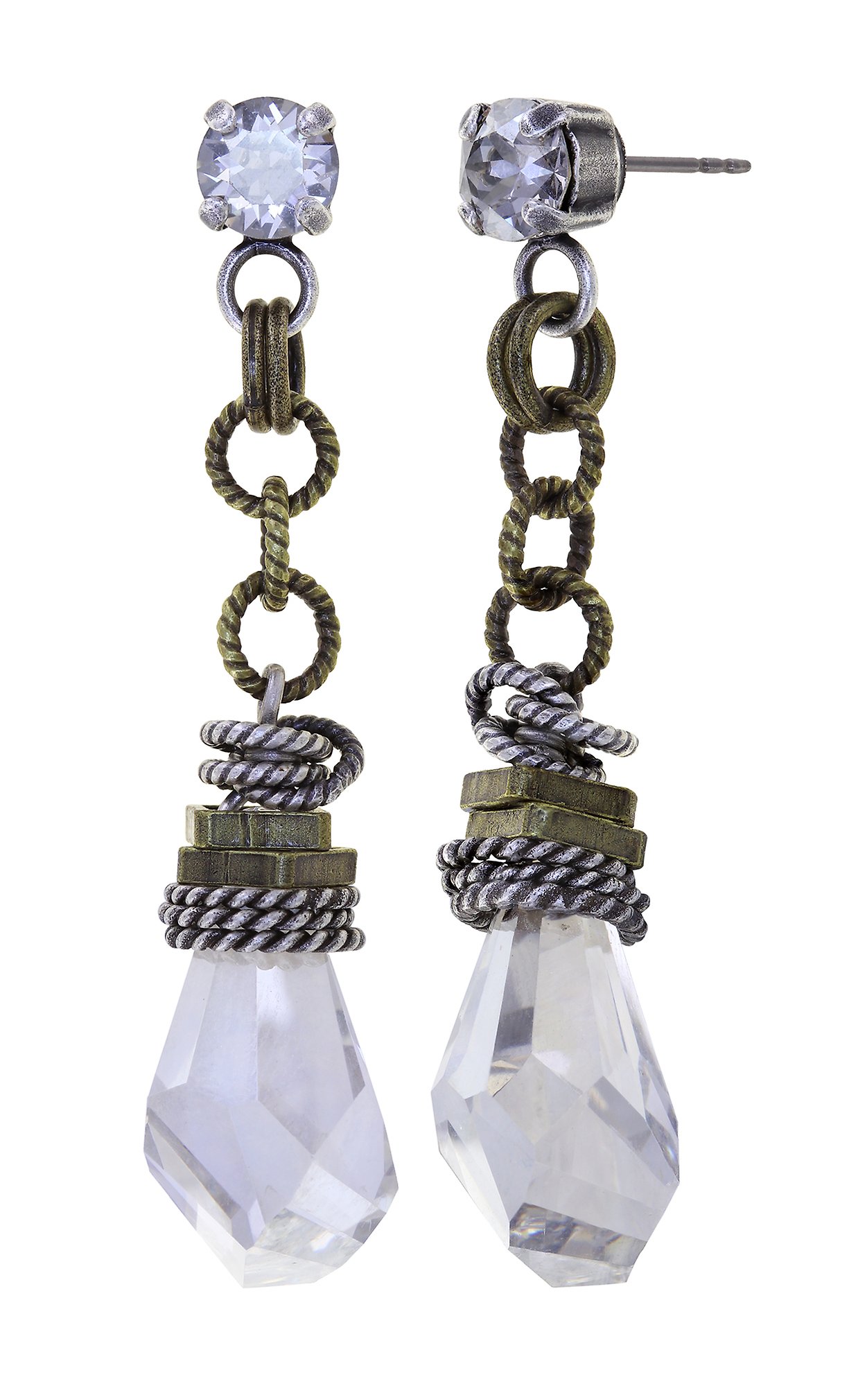 image for Earring Stud Dangling Metal Crash Brass / Silver  