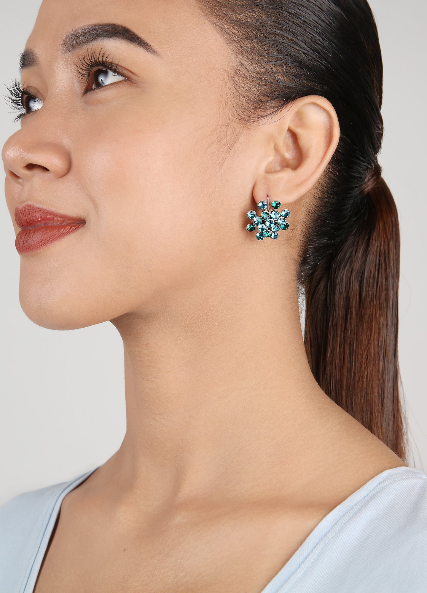 image for Earring Eurowire Magic Fireball Emerald Blue blue/green Classic Size (21mm Ø)