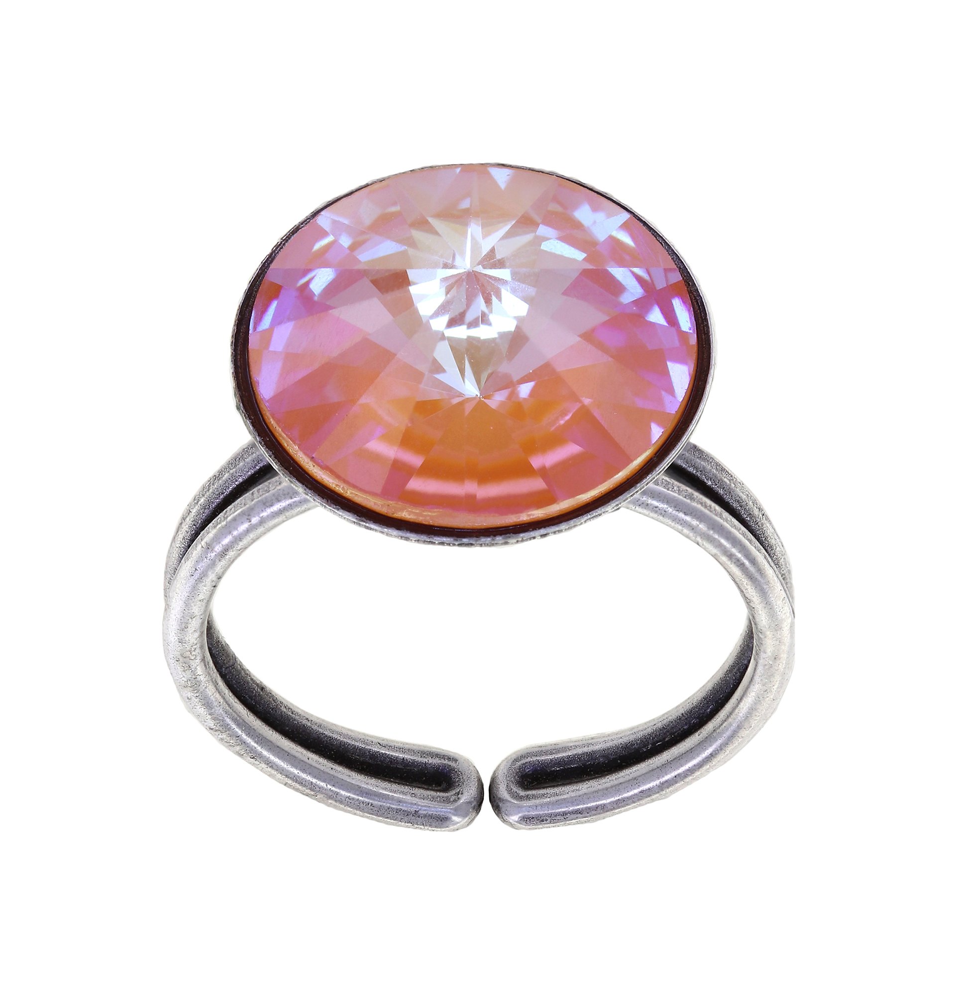 image pour Anneau Rivoli Orange crystal orange glow delite 14mm