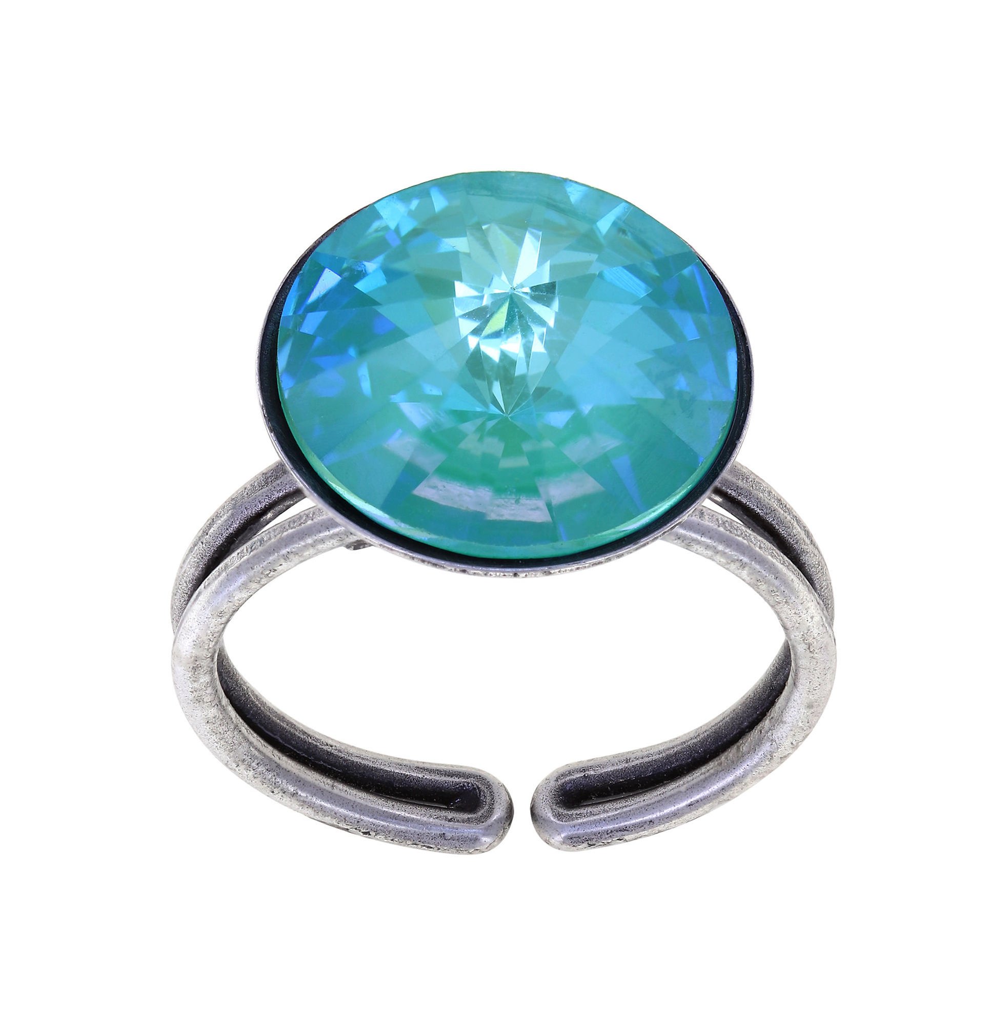 Bild für Ring Rivoli Blau / Grün crystal laguna de lite 14mm