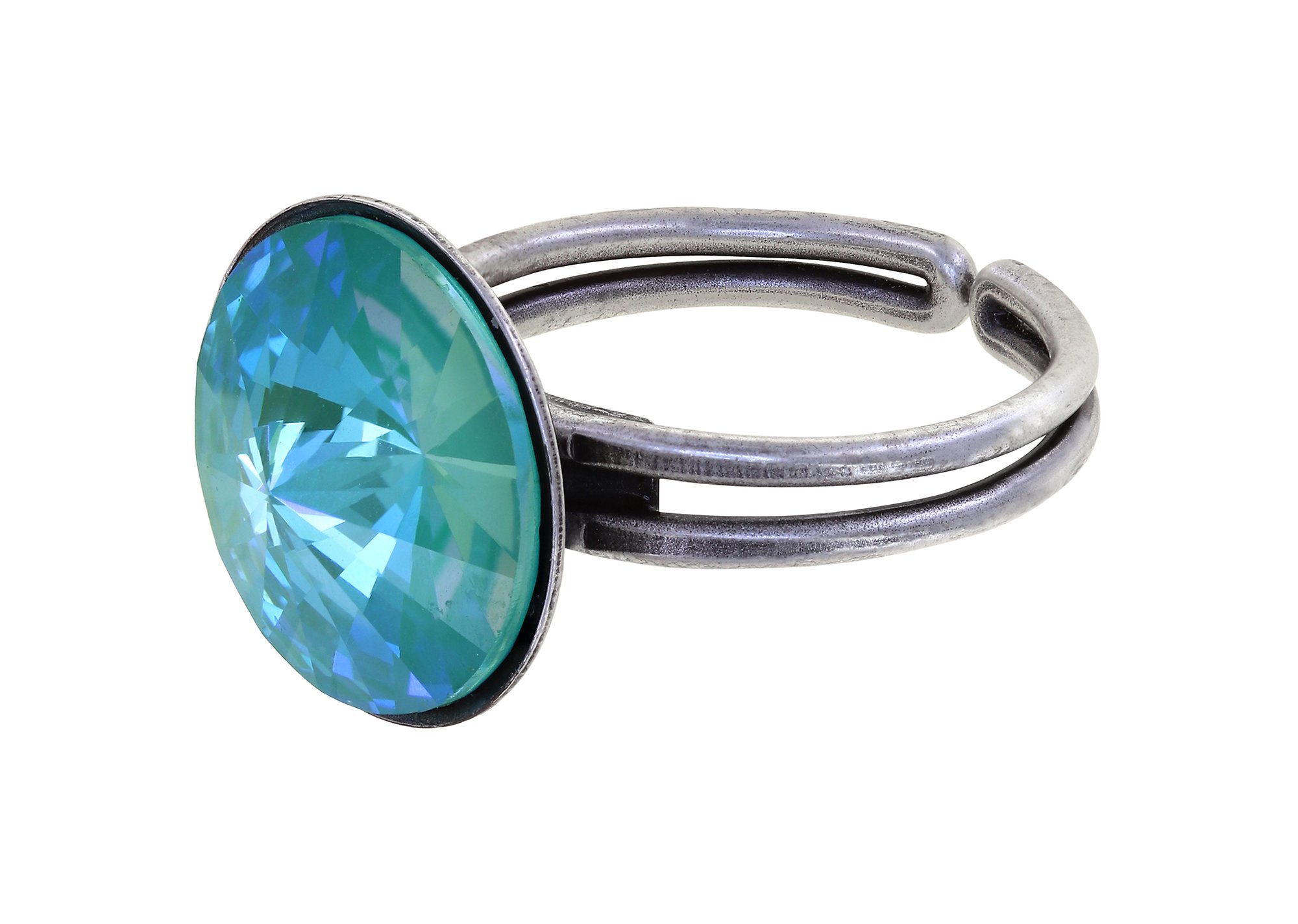 Bild für Ring Rivoli Blau / Grün crystal laguna de lite 14mm