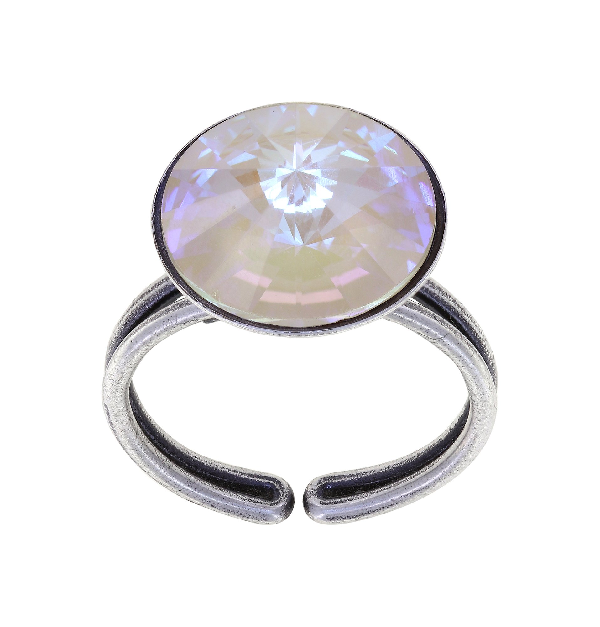 image pour Anneau Rivoli Beige / Lila crystal ivory cream delite 14mm