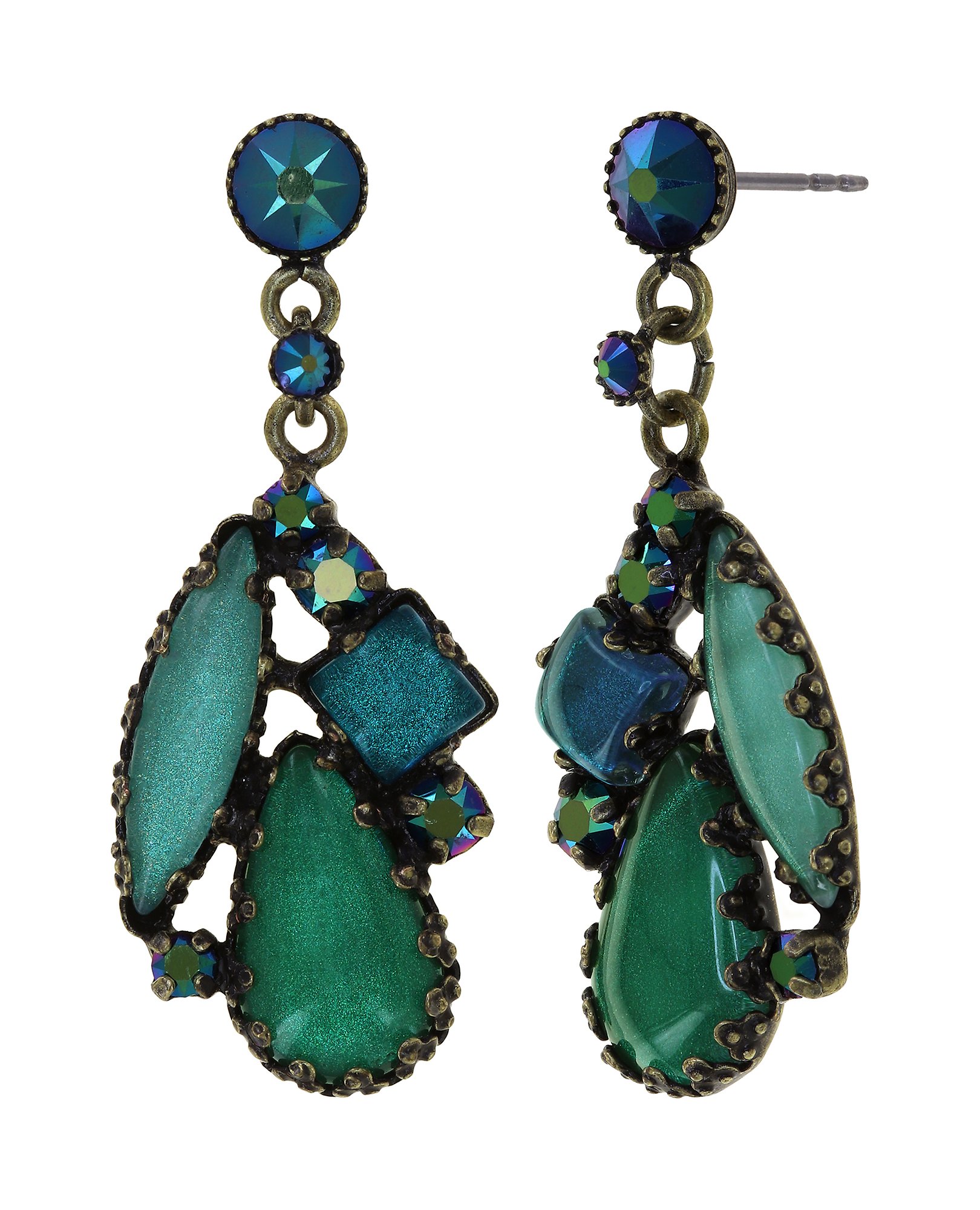 image for Earring stud dangling Jelly Star Green  