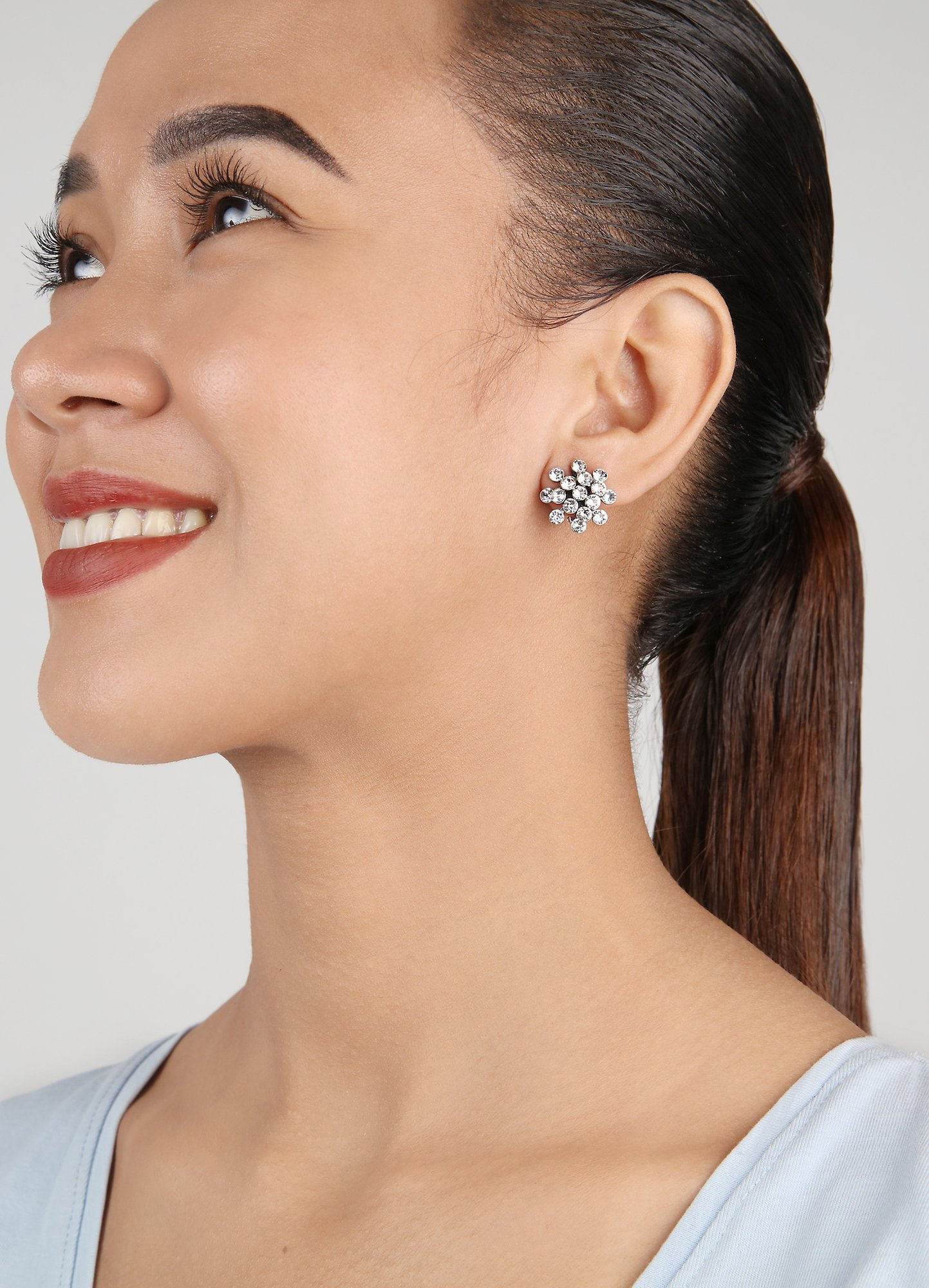 image for Earring Clip Magic Fireball Crystal Clear white mini