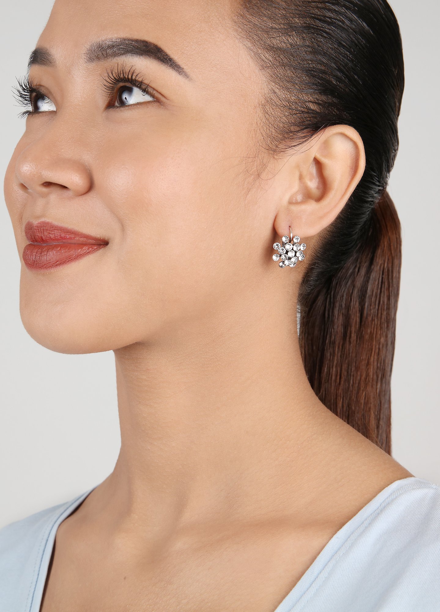 image for Earring Eurowire Magic Fireball Crystal Clear white mini