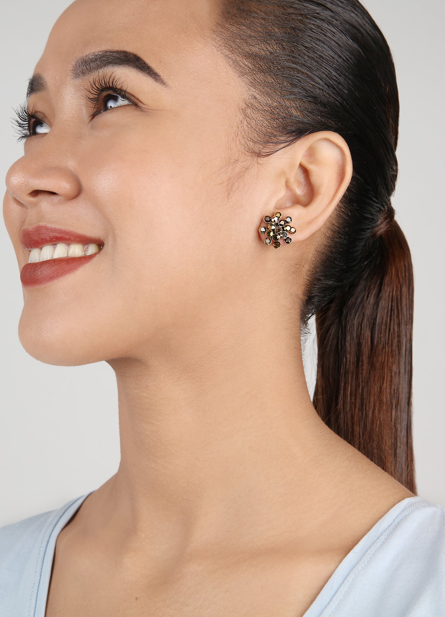 image for Earring Stud Magic Fireball Antique Golds dark brown mini