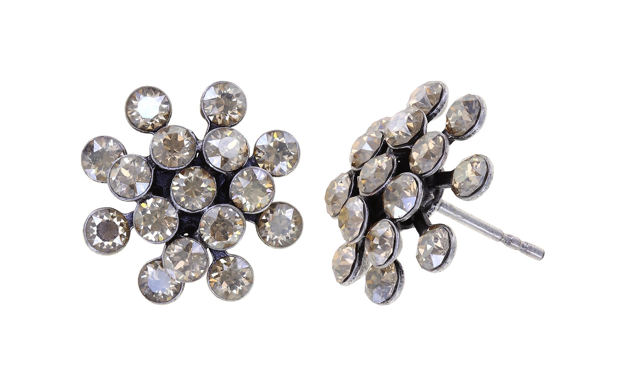 image pour Clou d'oreille Magic Fireball Beige crystal golden shadow mini