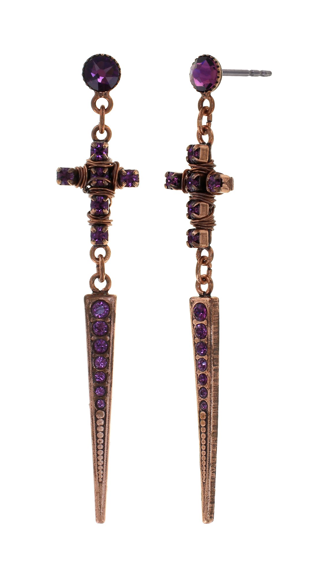 image for Earring Stud Dangling Metal Crash Pink  