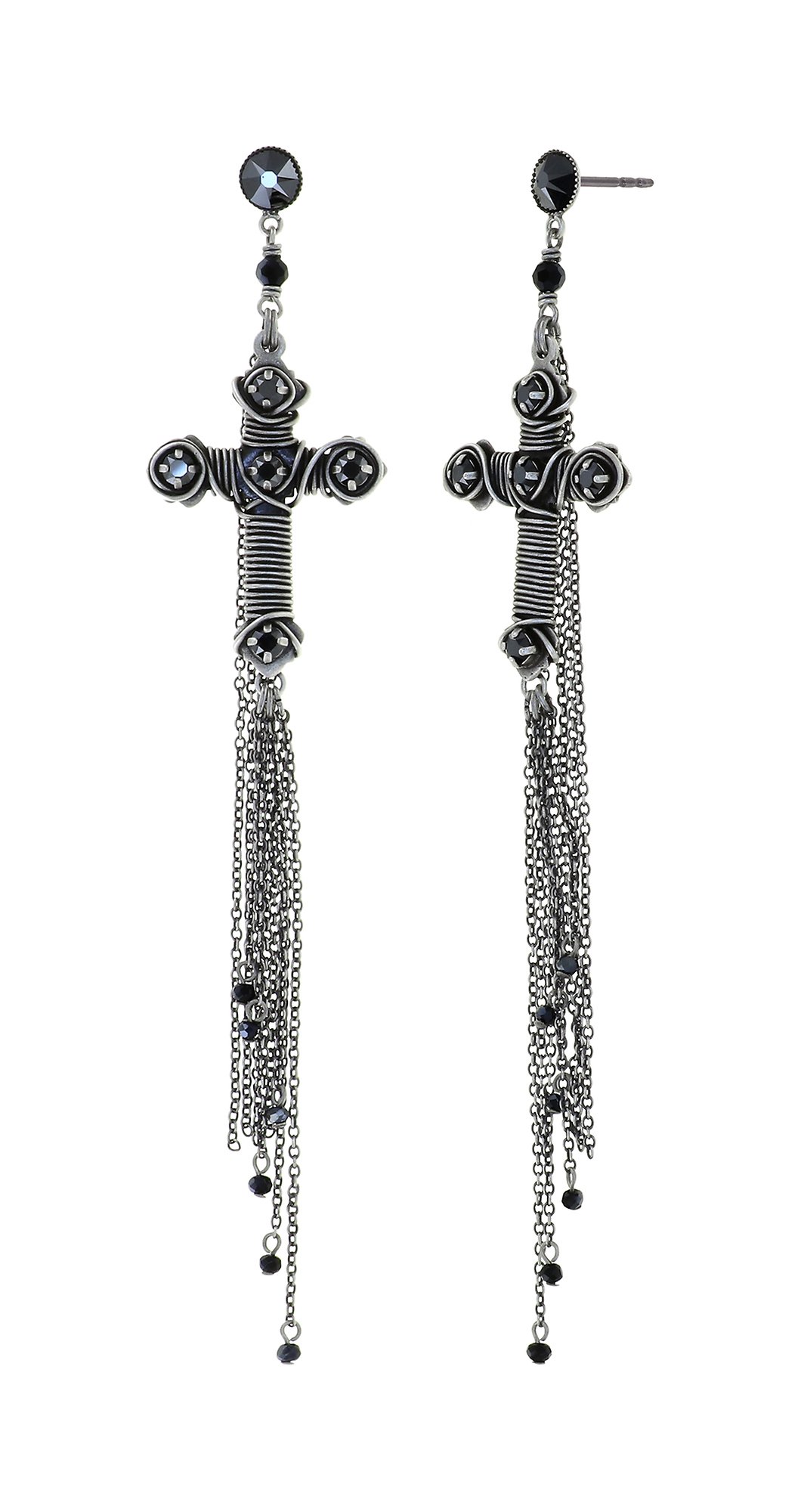 image pour Clou d'oreille pendant Metal Crash Noir  