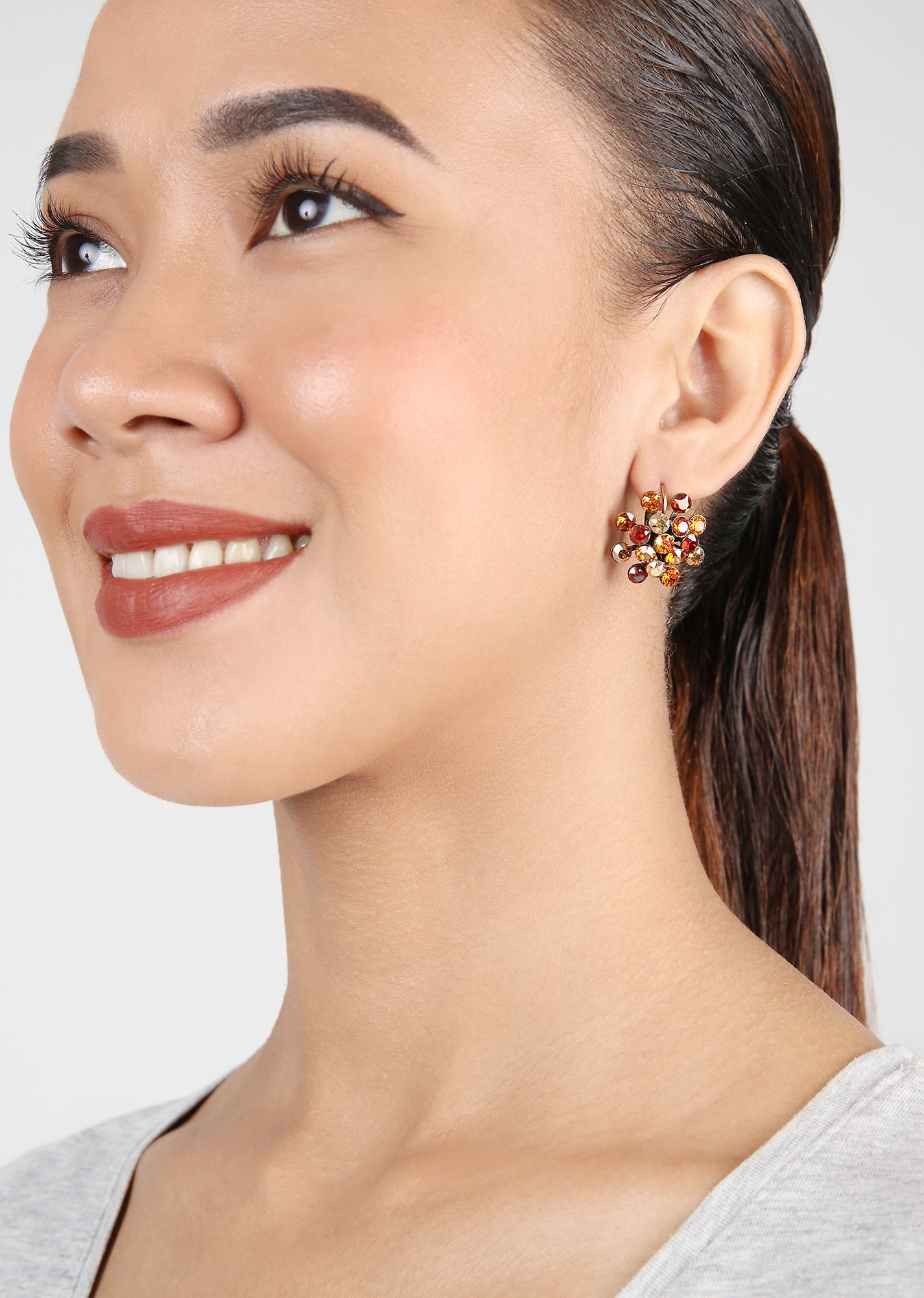 image pour Boucles d'oreilles Eurowire Magic Fireball Amour Ambre Reddish Brown Classic Size (21mm Ø)