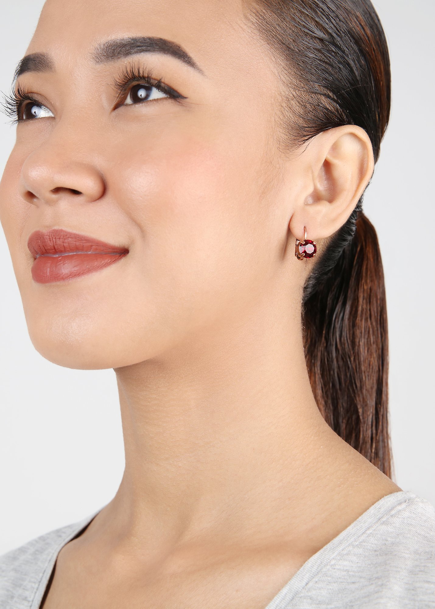 image for Earring Eurowire Black Jack Red ruby SS 39