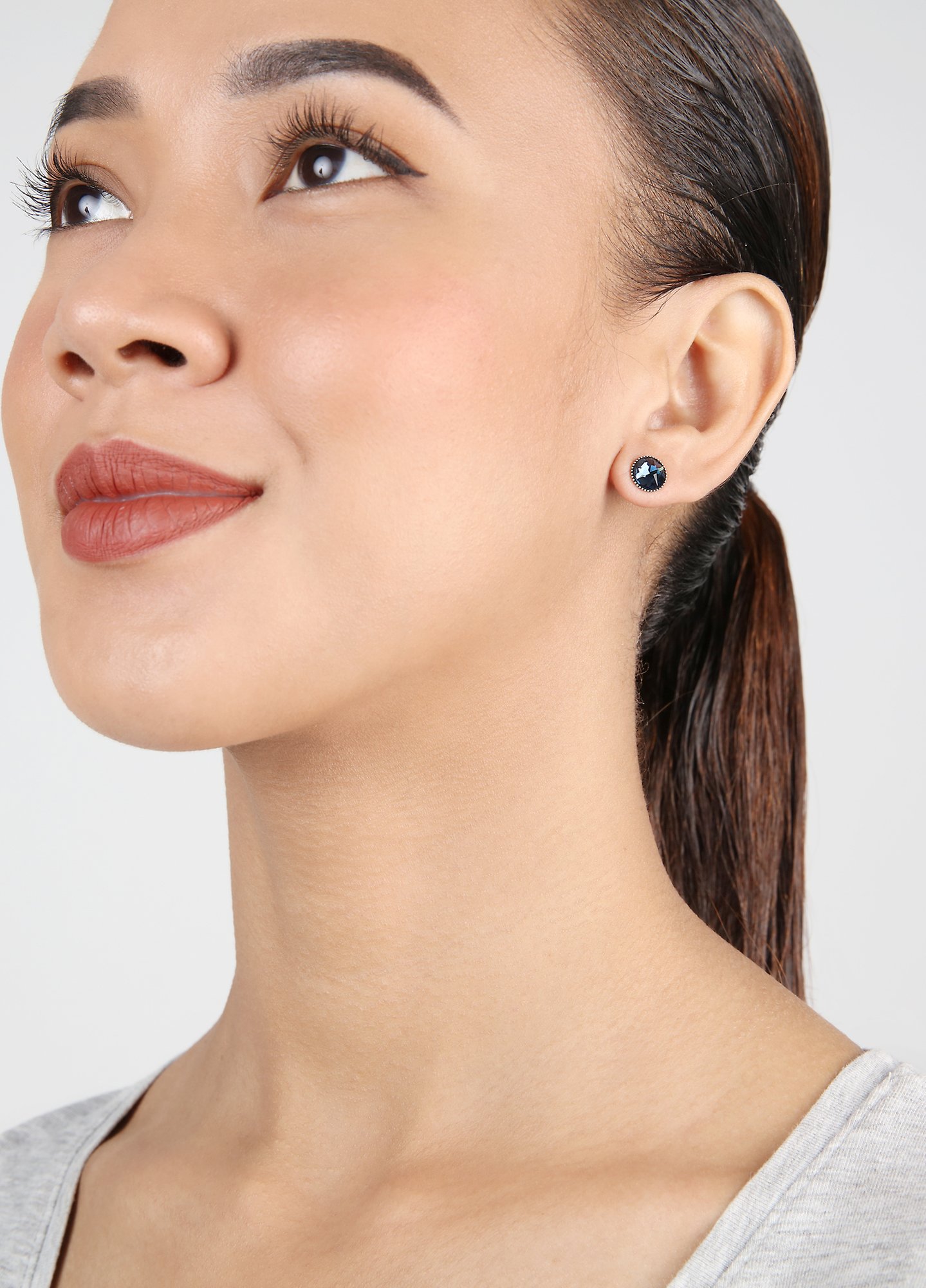 image for Earring Stud-Flat Black Jack Blue montana SS 34