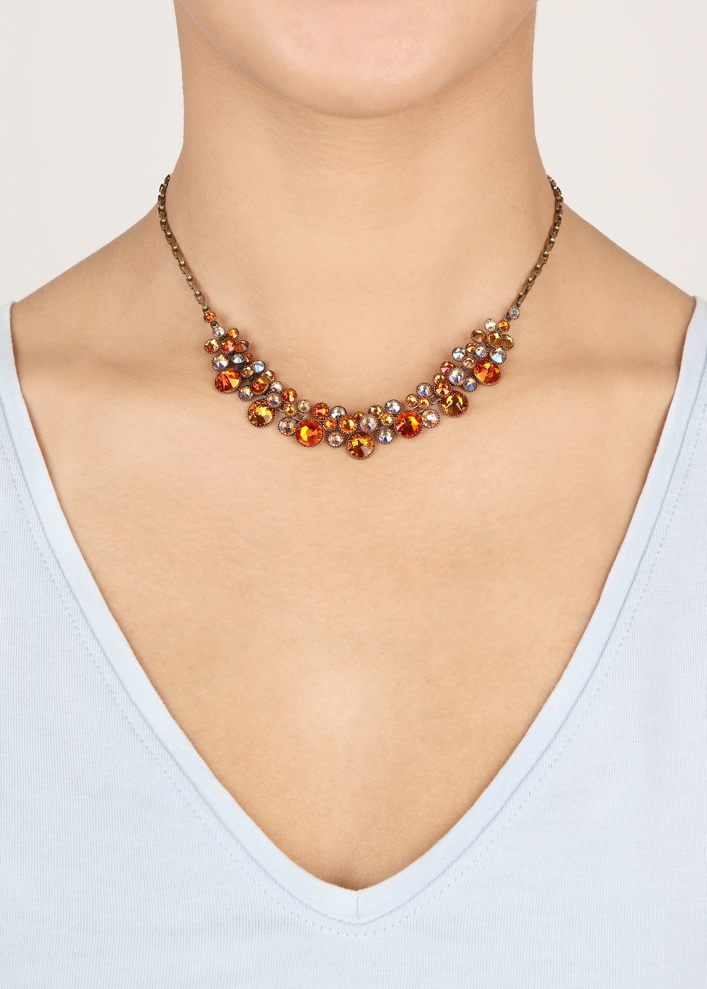 image for Necklace Water Cascade Amber orange 