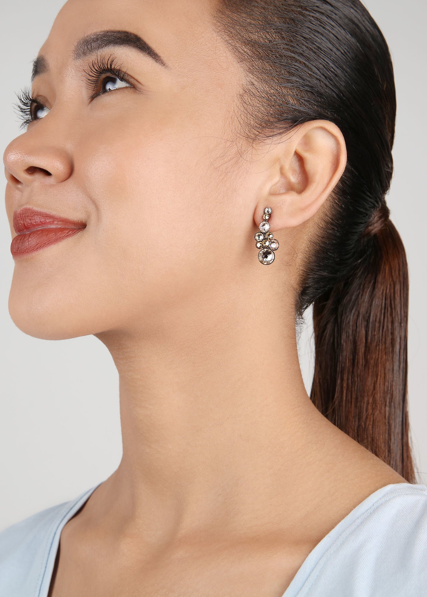 image for Earring Stud Dangling Water Cascade Powder Beige Beige 