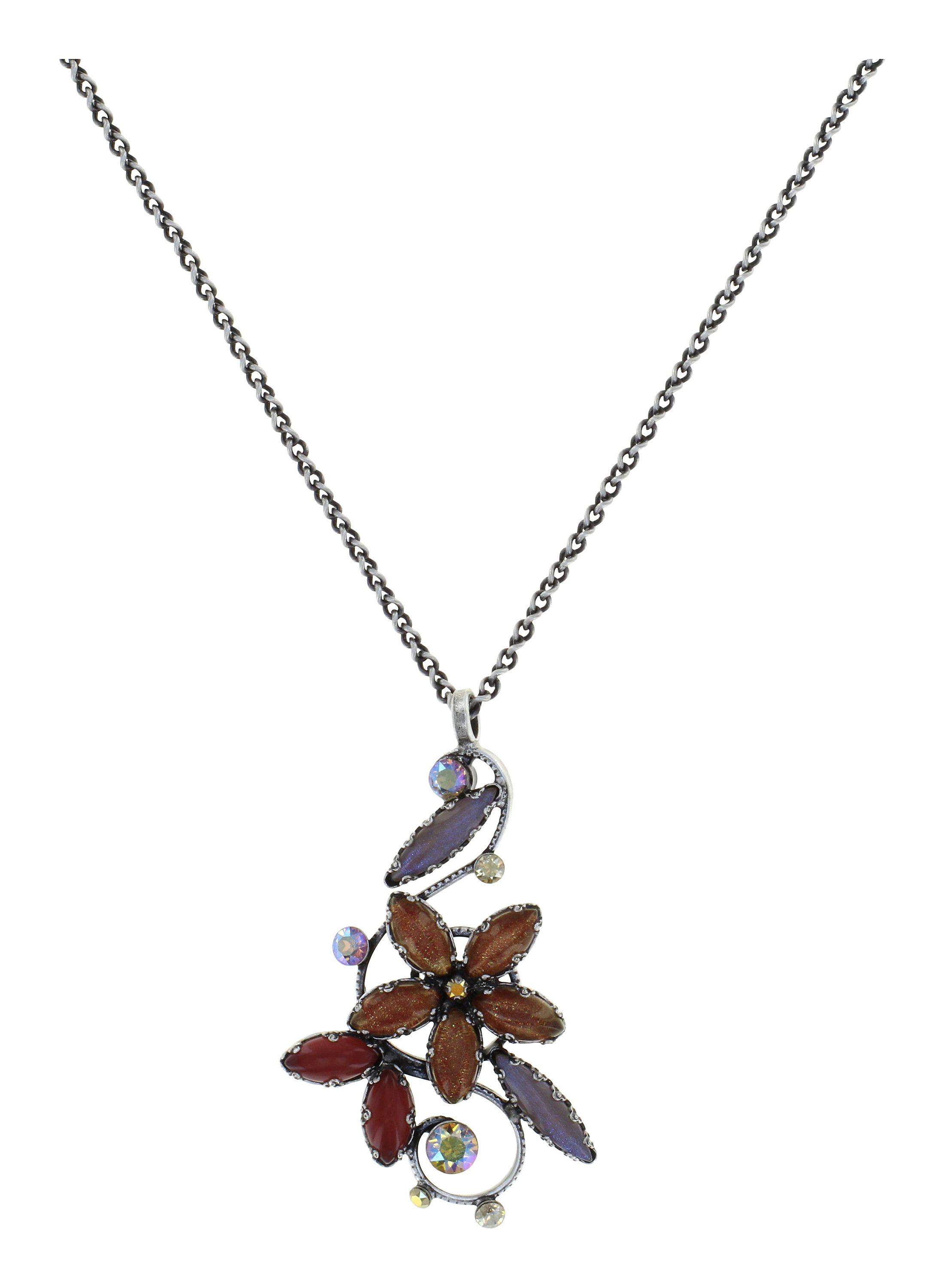 image pour Collier pendant (long) Twisted Flower Marron  