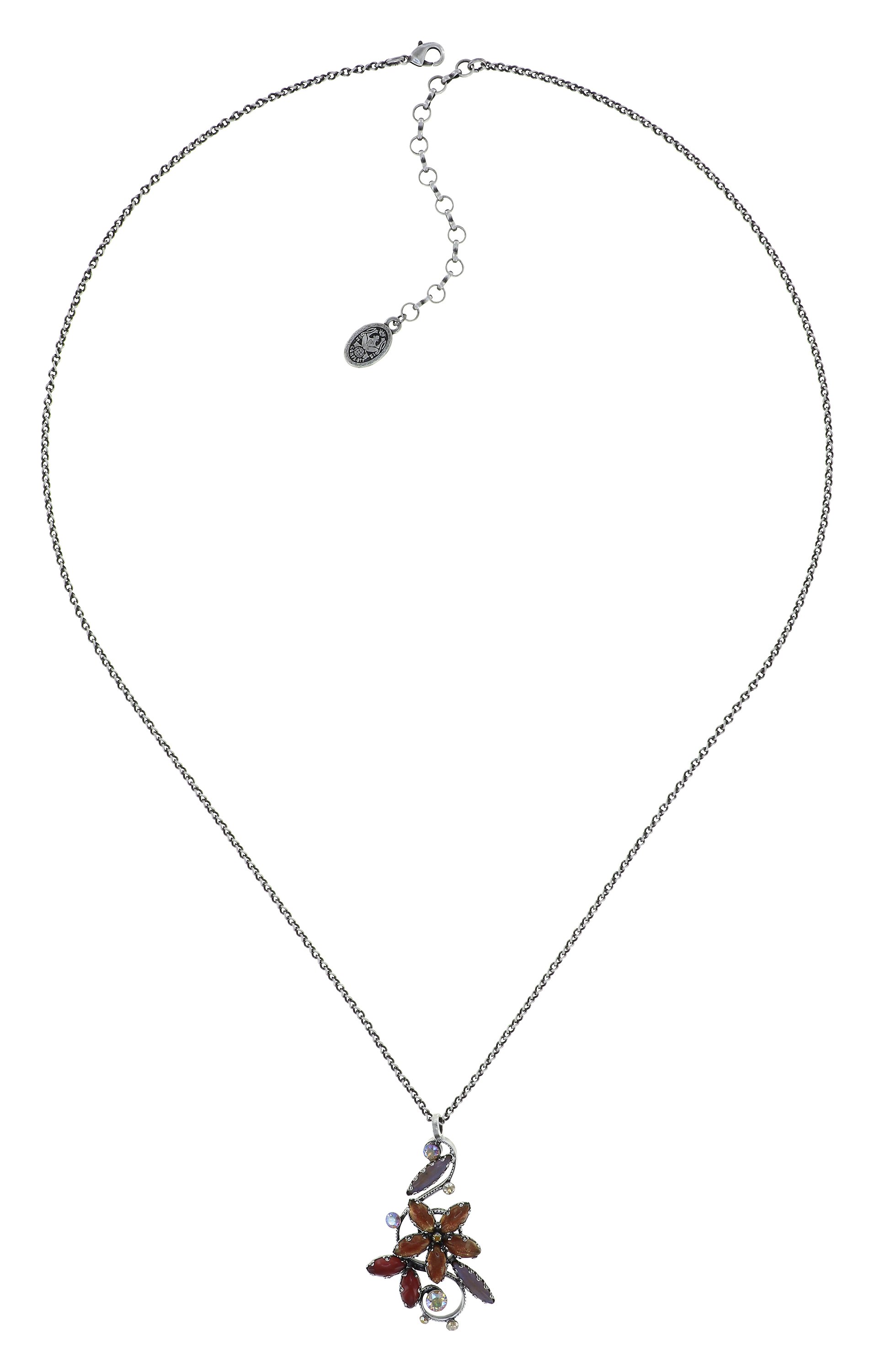 image for Necklace pendant (long) Twisted Flower Brown  