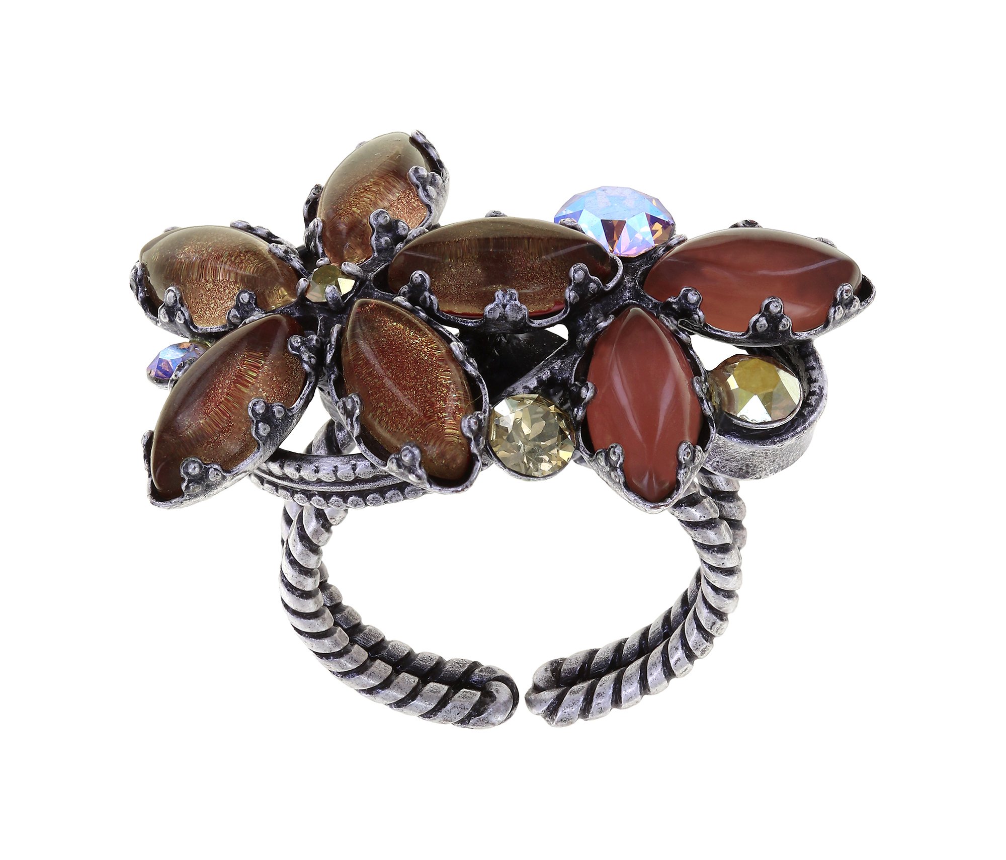 Bild für Ring Twisted Flower Braun  