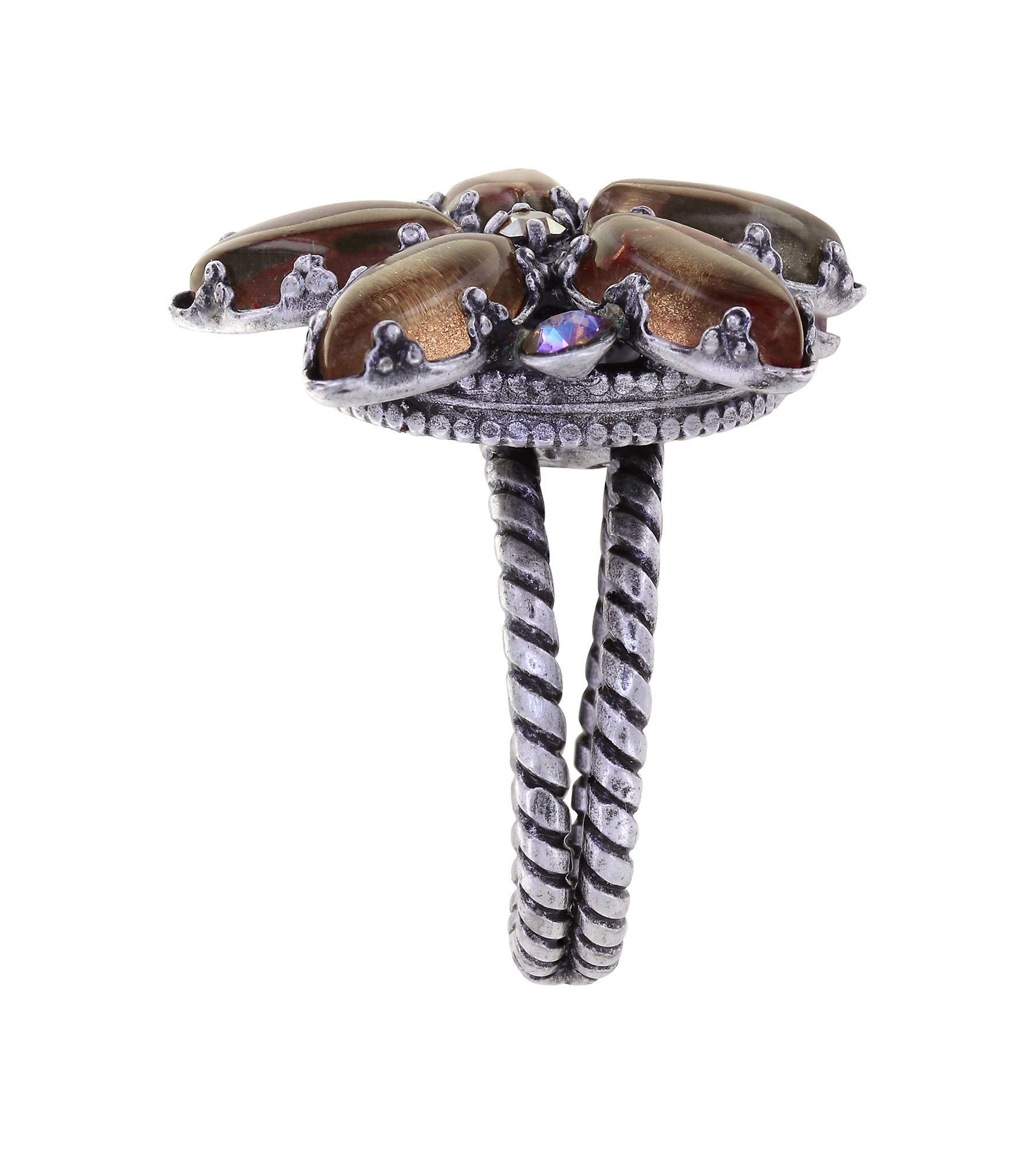 image pour Anneau Twisted Flower Marron  